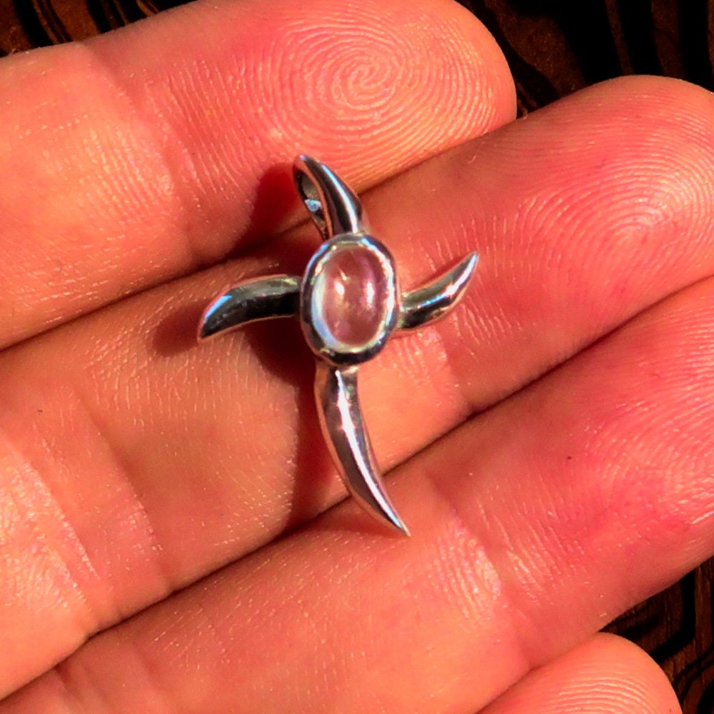 Sterling Silver Moonstone Pendant in Cross Design, Hallmarked 925, showcasing a beautiful moonstone centerpiece.