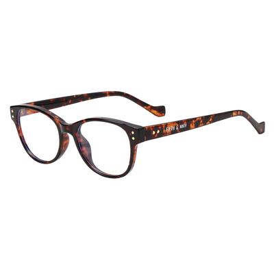 Tortoiseshell round eyeglass frames.
