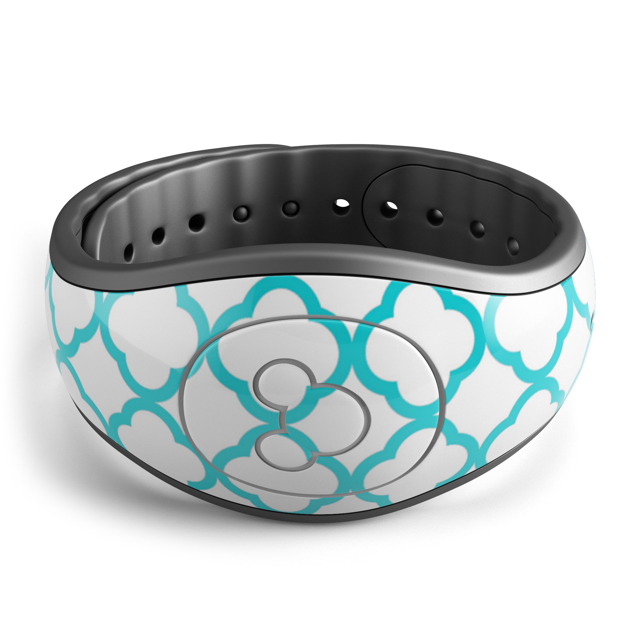 Moracan Teal on White Decal Skin Wrap Kit for Disney Magic Band, showcasing vibrant design and high-quality finish.