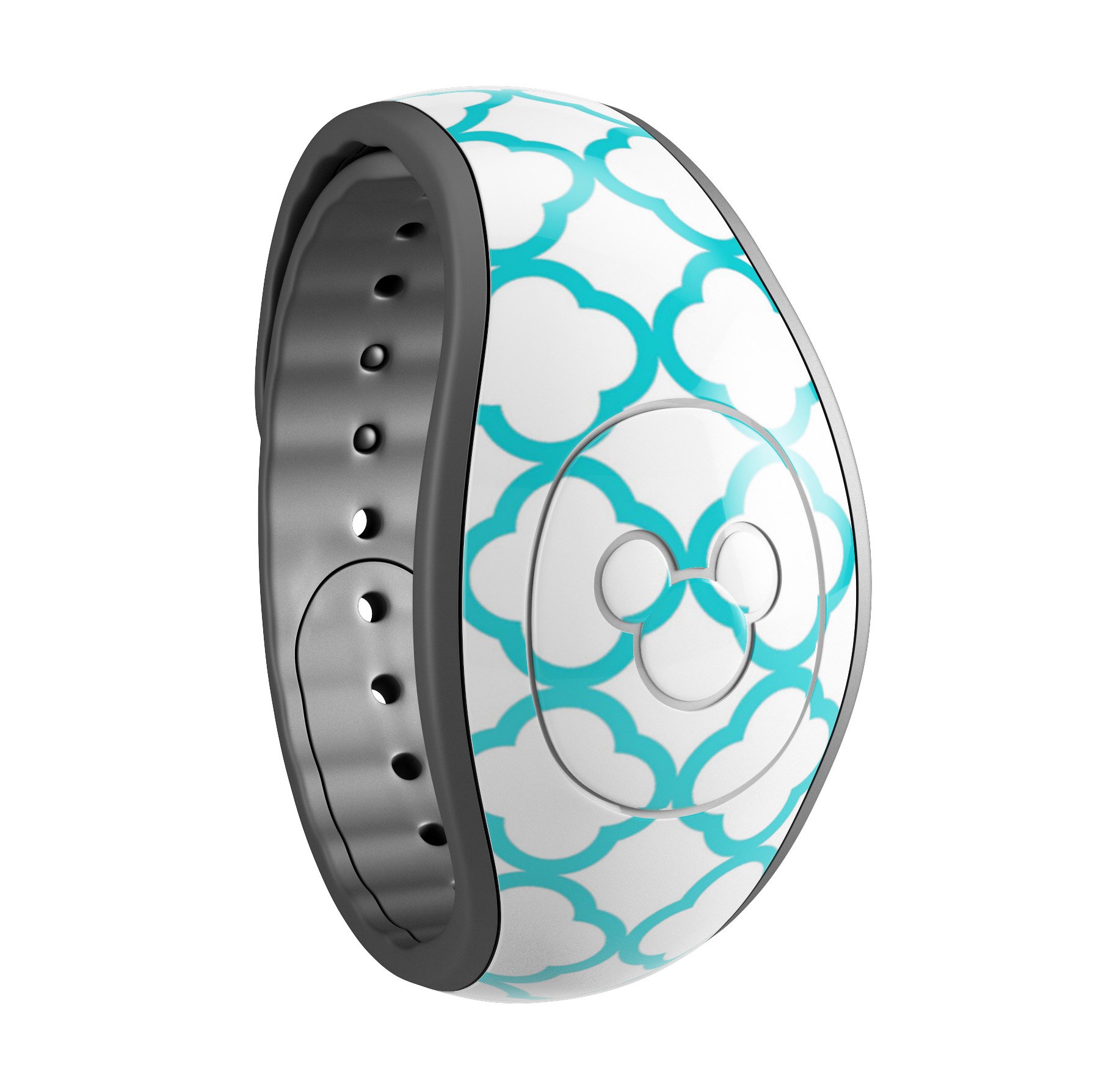 Moracan Teal on White Decal Skin Wrap Kit for Disney Magic Band, showcasing vibrant design and high-quality finish.