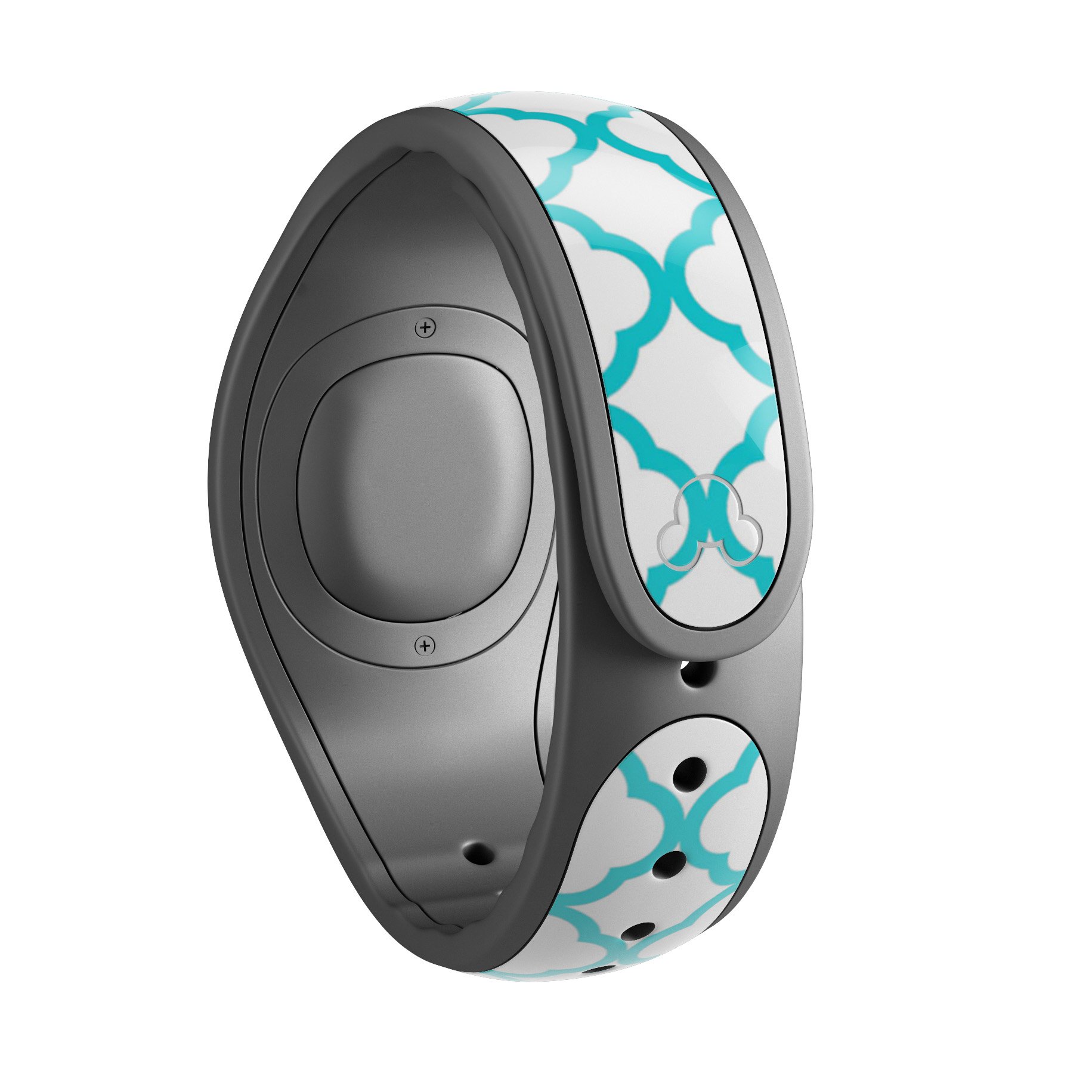Moracan Teal on White Decal Skin Wrap Kit for Disney Magic Band, showcasing vibrant design and high-quality finish.