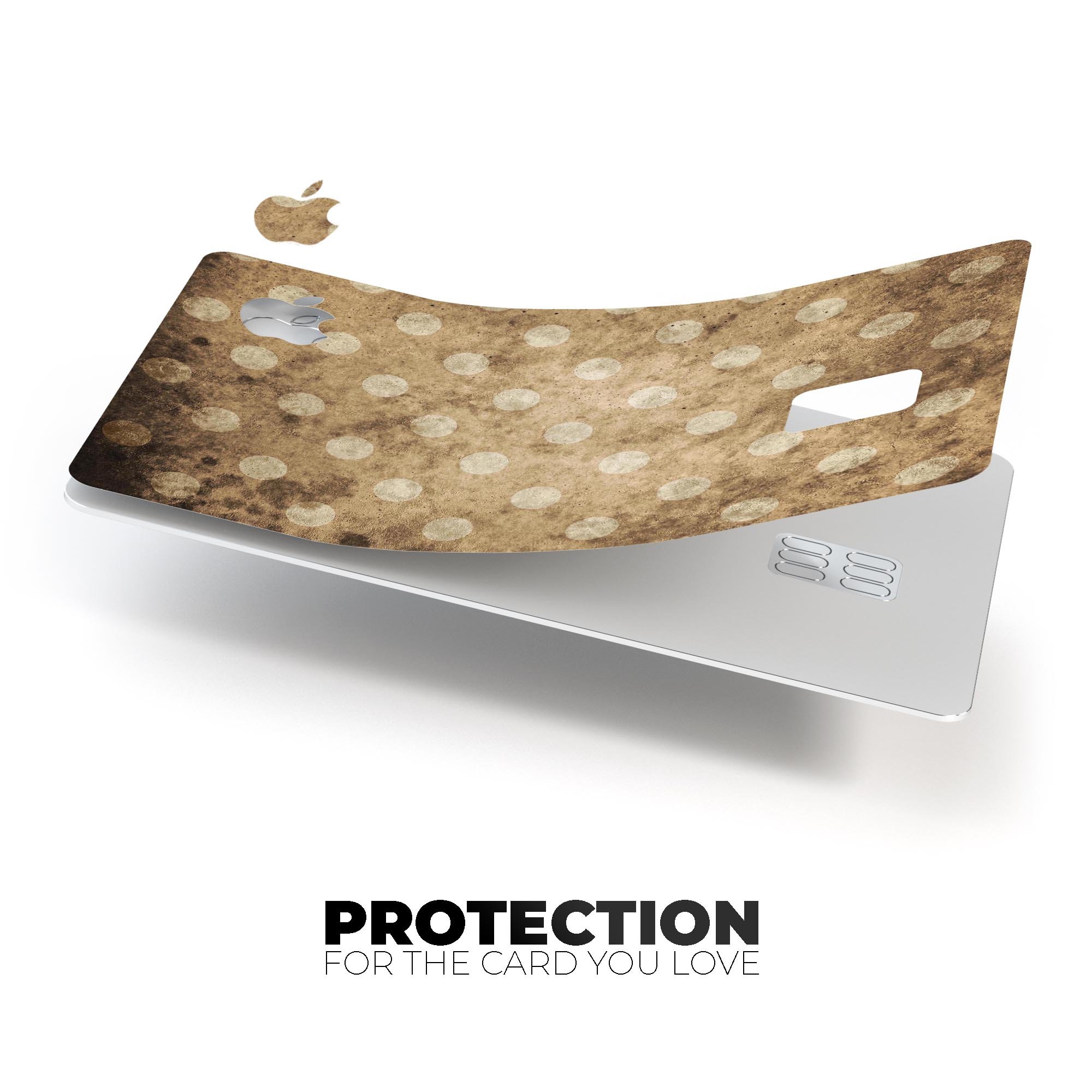 Mottled Brown and White Polkadots decal on an Apple Card, showcasing its stylish design and premium quality.