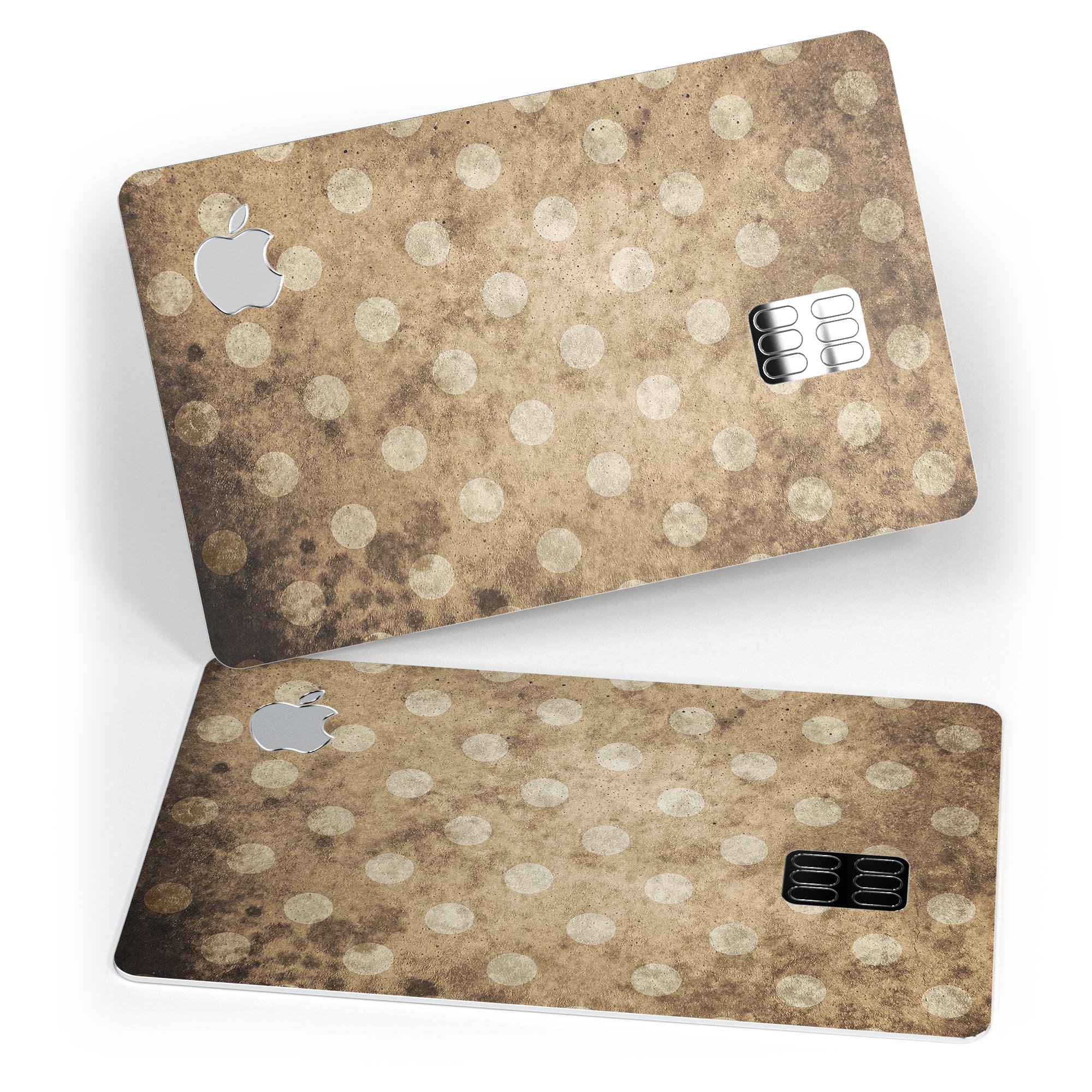 Mottled Brown and White Polkadots decal on an Apple Card, showcasing its stylish design and premium quality.