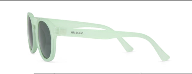 MR BOHO Kids Jordaan KAI3-11 green full-rimmed glasses with rectangular shape, made from durable acetate material.