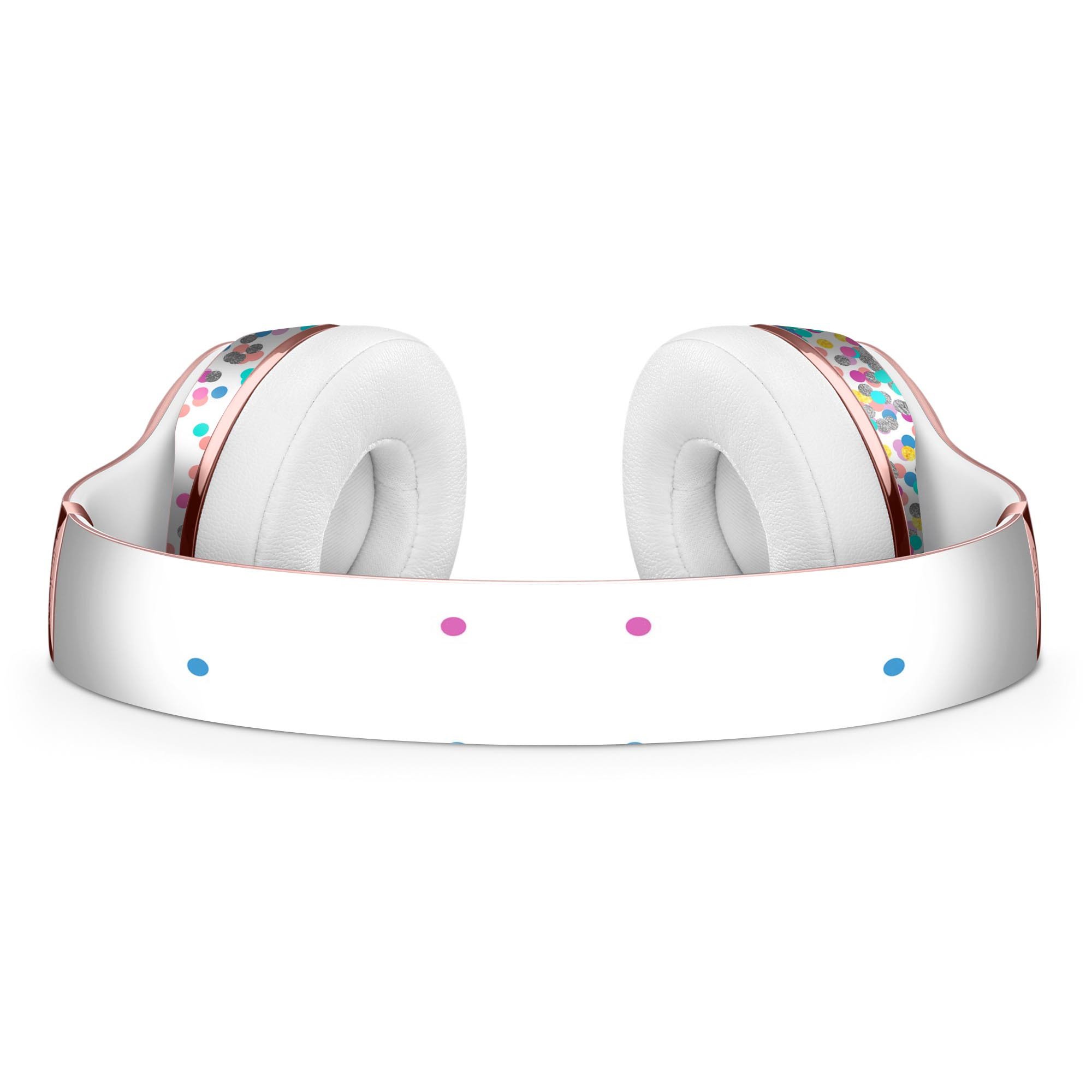 Multicolor polka dot skin kit for Beats by Dre Solo 3 Wireless Headphones, showcasing vibrant colors and a stylish design.