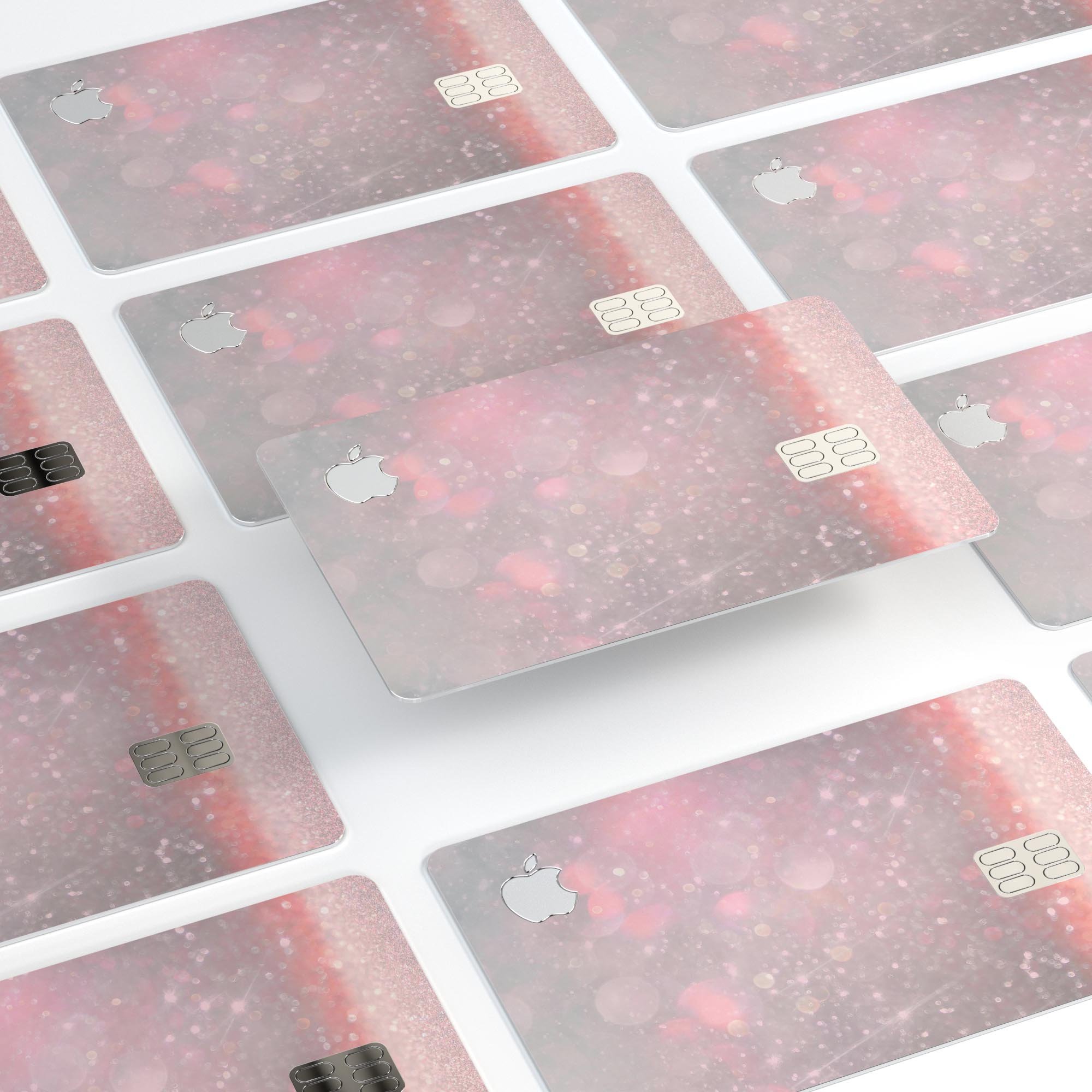 Muted Pink and Grunge Shimmering Orbs decal for Apple Card, showcasing its stylish design and premium quality.