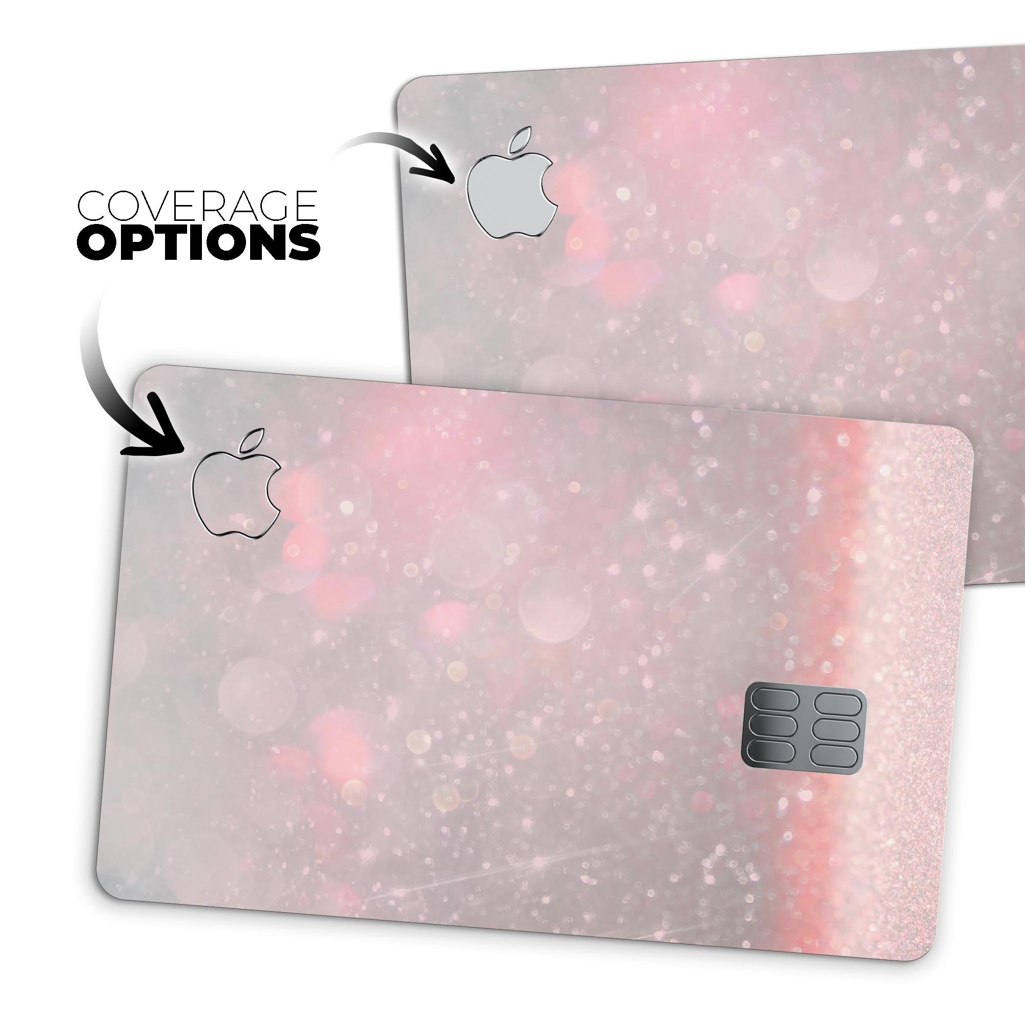 Muted Pink and Grunge Shimmering Orbs decal for Apple Card, showcasing its stylish design and premium quality.
