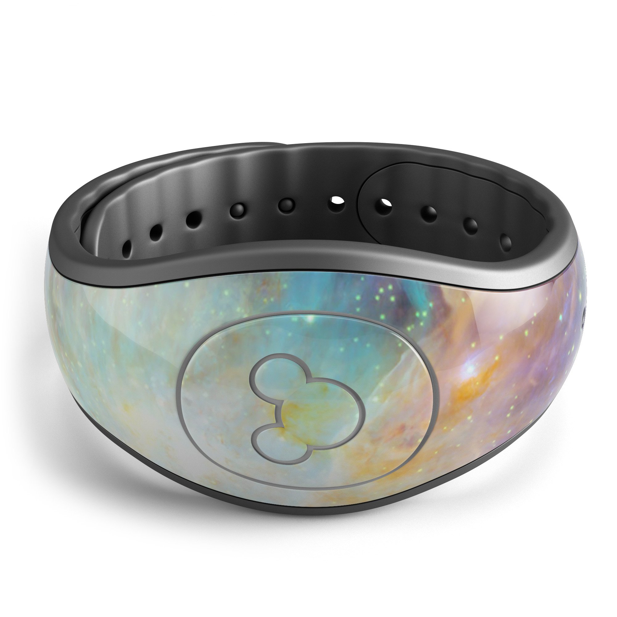Multi-Colored Clouded Universe decal skin wrap kit for Disney Magic Band, showcasing vibrant colors and unique design.