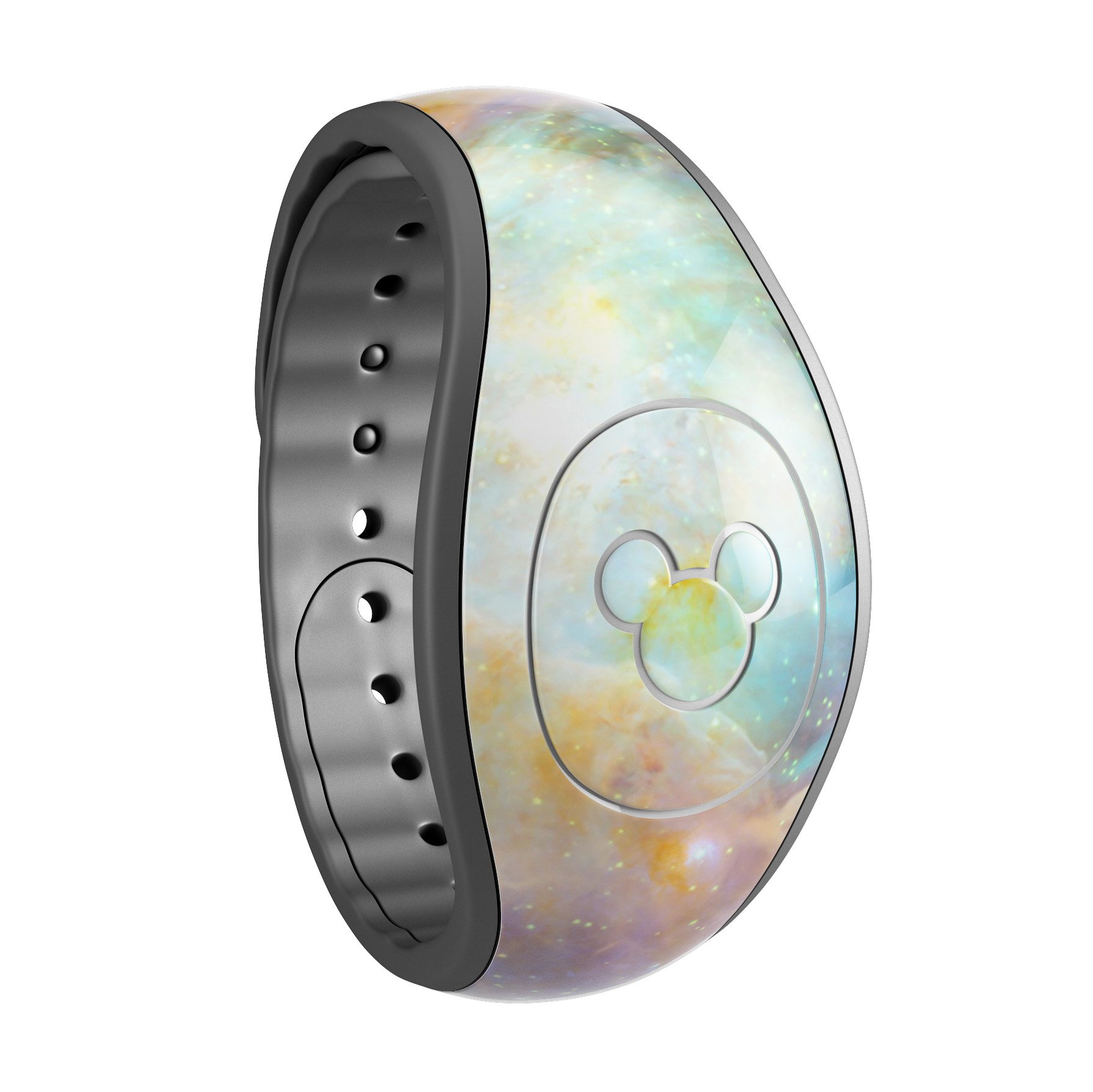Multi-Colored Clouded Universe decal skin wrap kit for Disney Magic Band, showcasing vibrant colors and unique design.