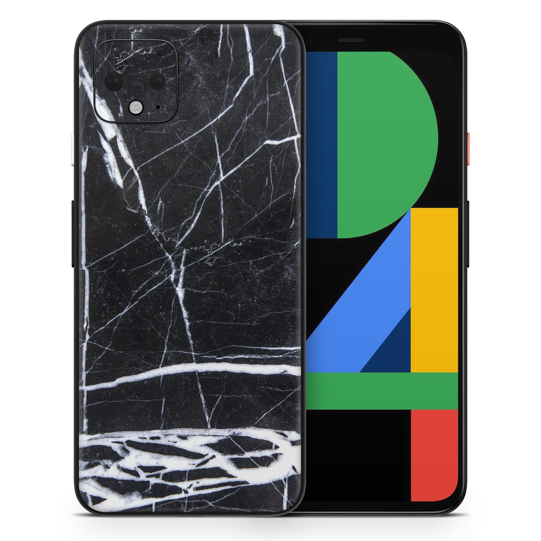 Natural Black & White Marble Skin Decal Wrap Kit for Google Pixel, showcasing a sleek design and premium quality.