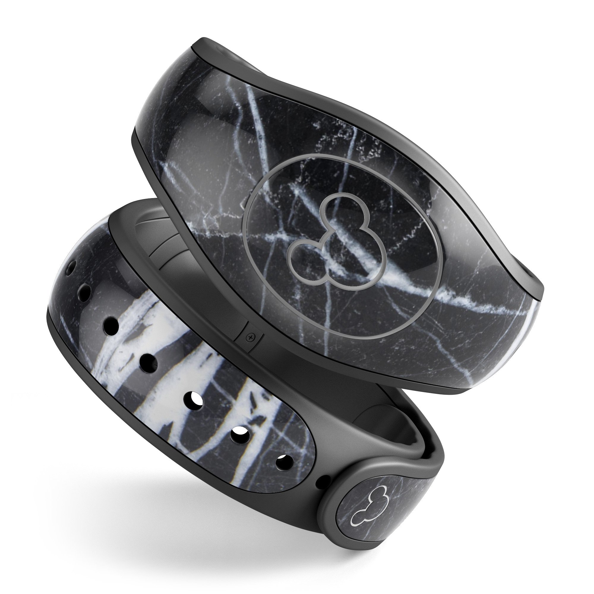 Natural Black & White Marble Skin Decal Wrap Kit for Disney Magic Band, showcasing a stylish marble design with a soft-touch finish.