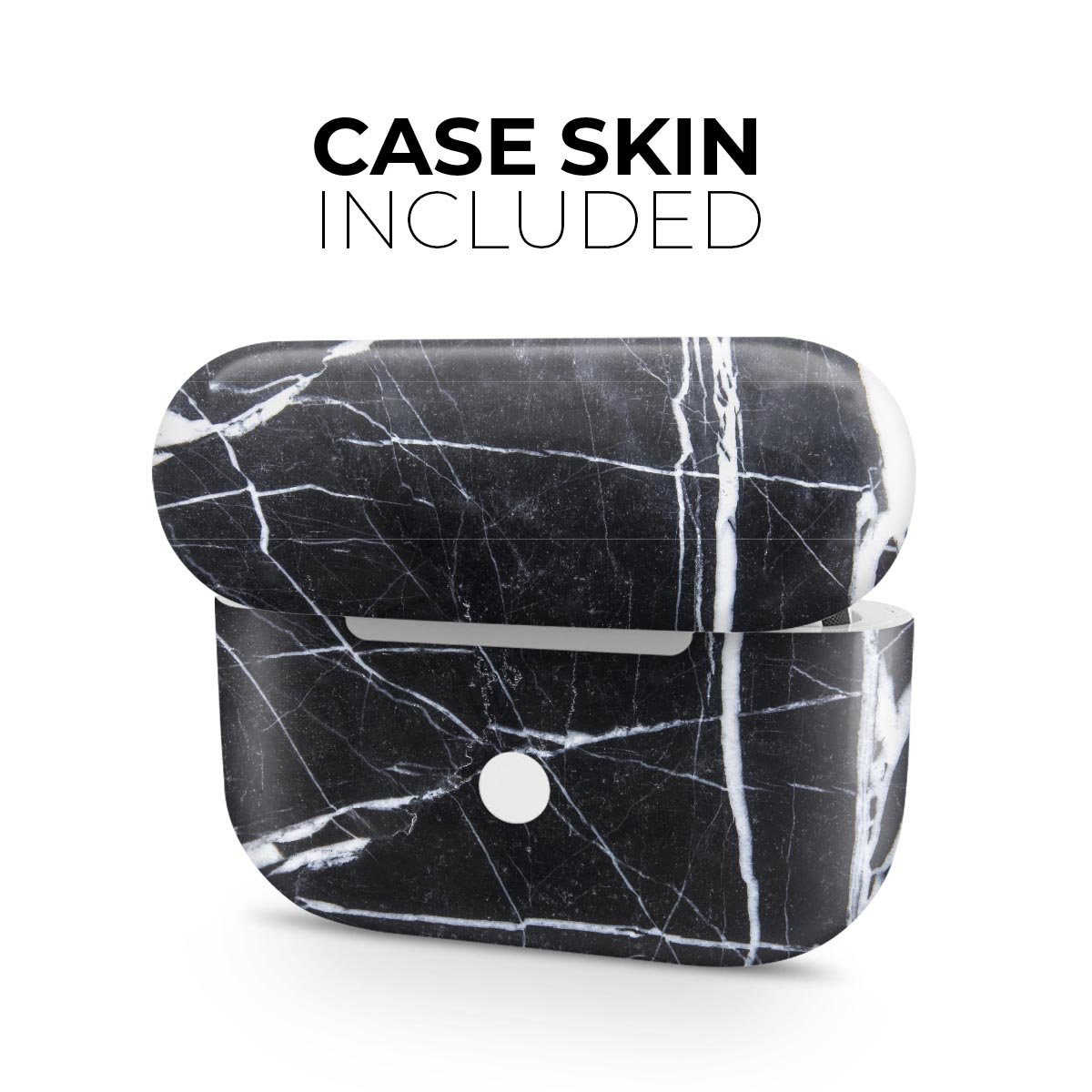 Natural Black & White Marble Skin Decal Wrap Kit for Apple AirPods Pro, showcasing a sleek design and premium quality finish.