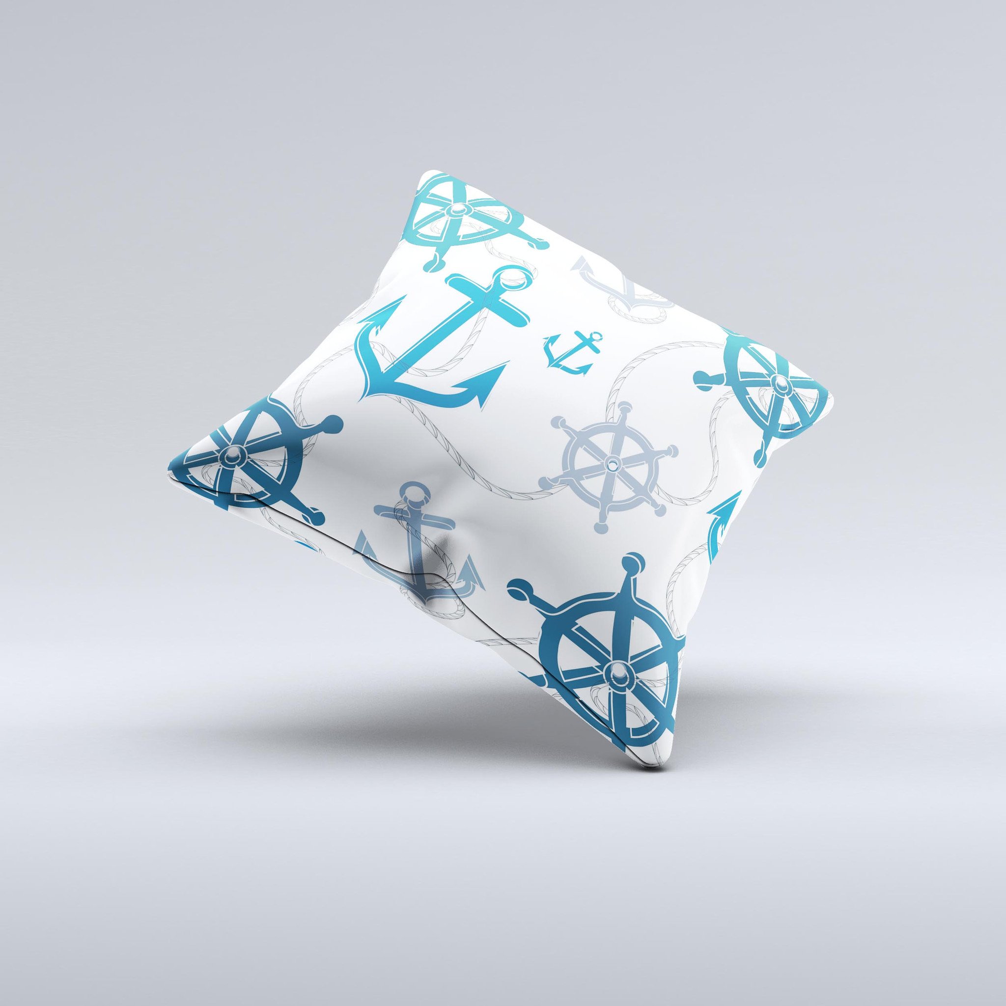 Nautical Anchor Collage Decorative Throw Pillow featuring unique hand-produced design and high-quality fabric.