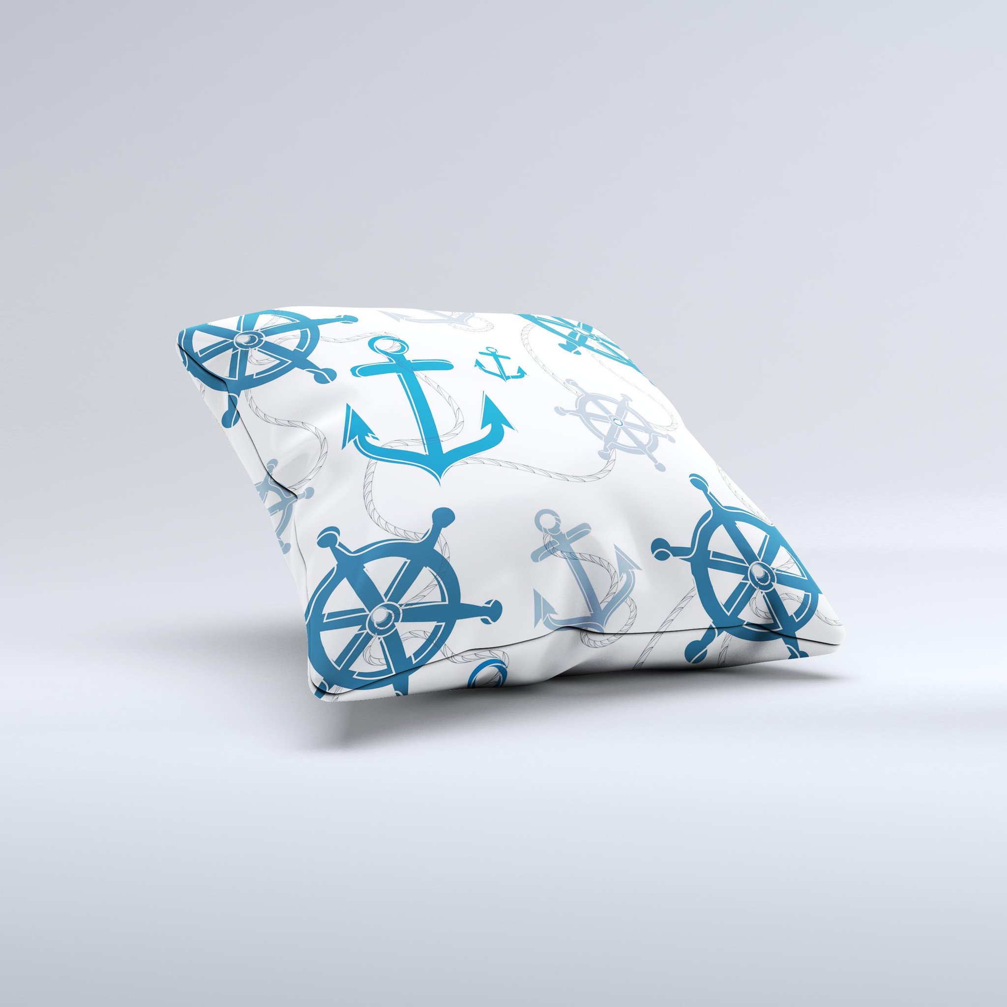 Nautical Anchor Collage Decorative Throw Pillow featuring unique hand-produced design and high-quality fabric.