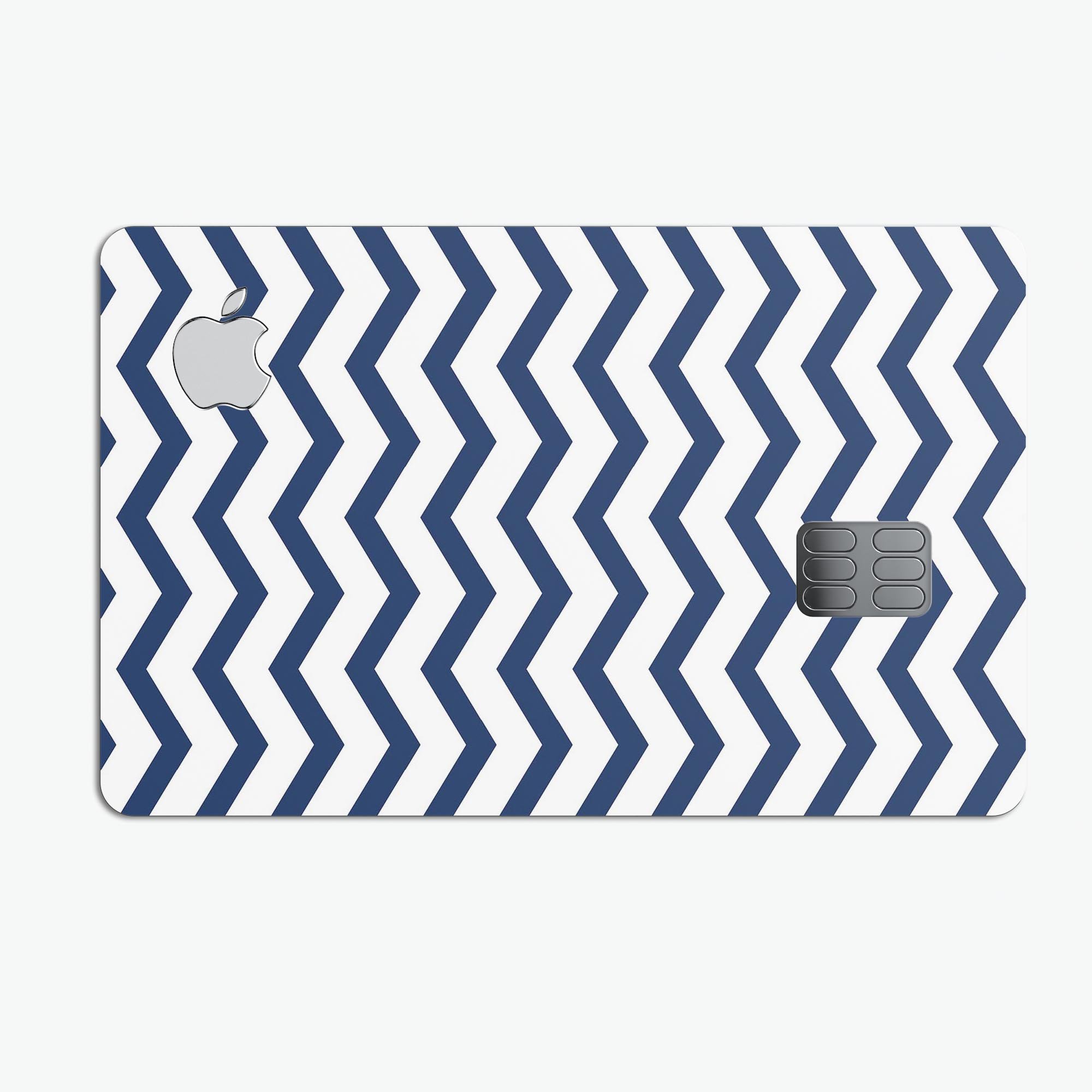 Navy and White Chevron Stripes decal skin for Apple Card, showcasing a stylish design and premium quality.