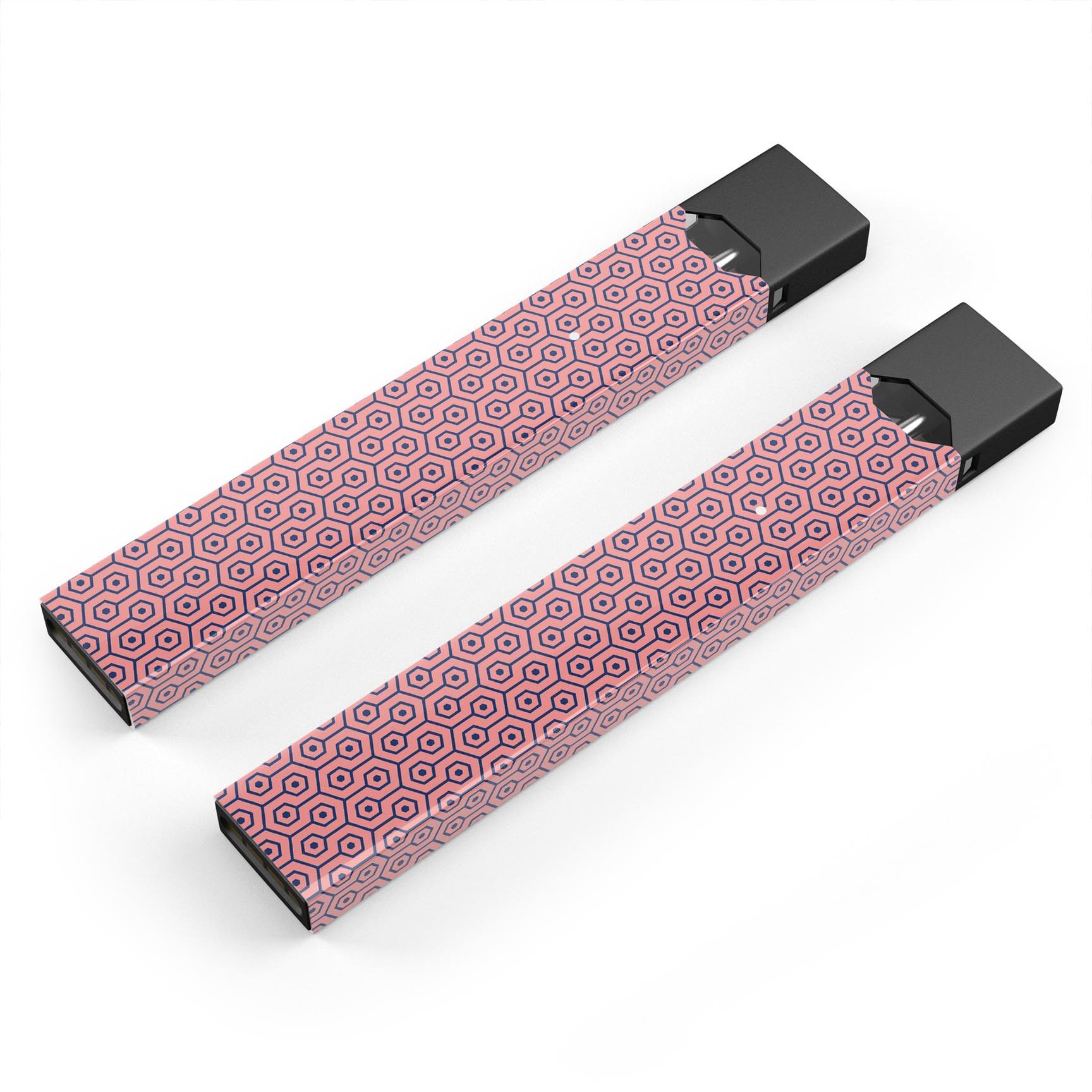 Navy Cells Over Coral premium decal skin-wrap sticker for JUUL vaping device, showcasing vibrant colors and precise cut.