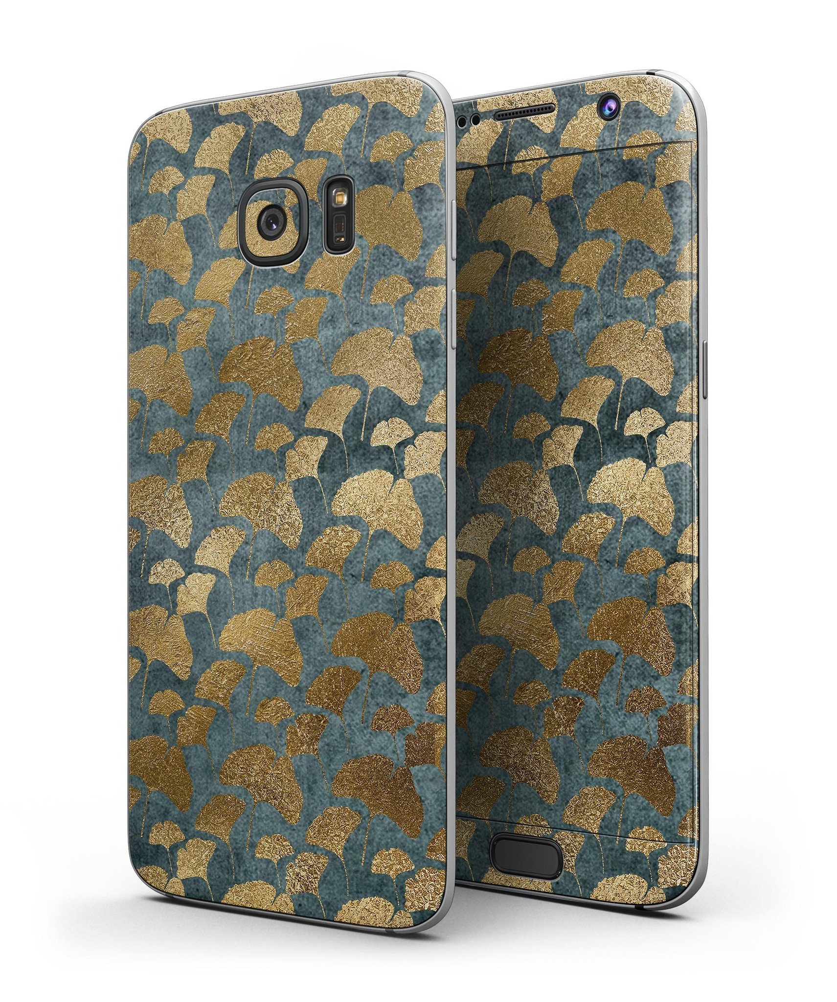 Navy Gold Foil v11 Full Body Skin-Kit for Samsung Galaxy S7 and S7 Edge, showcasing a sleek design and premium vinyl material.