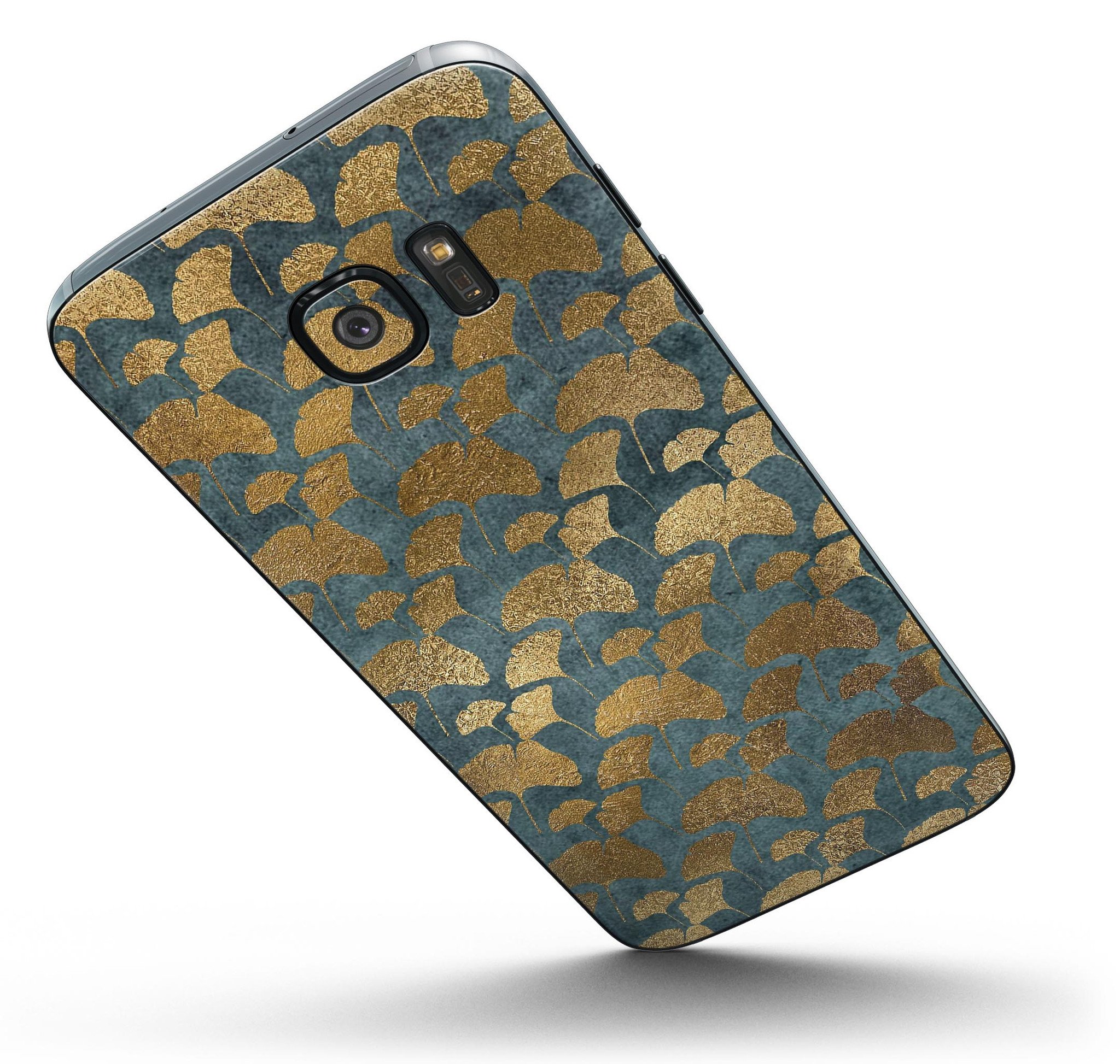 Navy Gold Foil v11 Full Body Skin-Kit for Samsung Galaxy S7 and S7 Edge, showcasing a sleek design and premium vinyl material.
