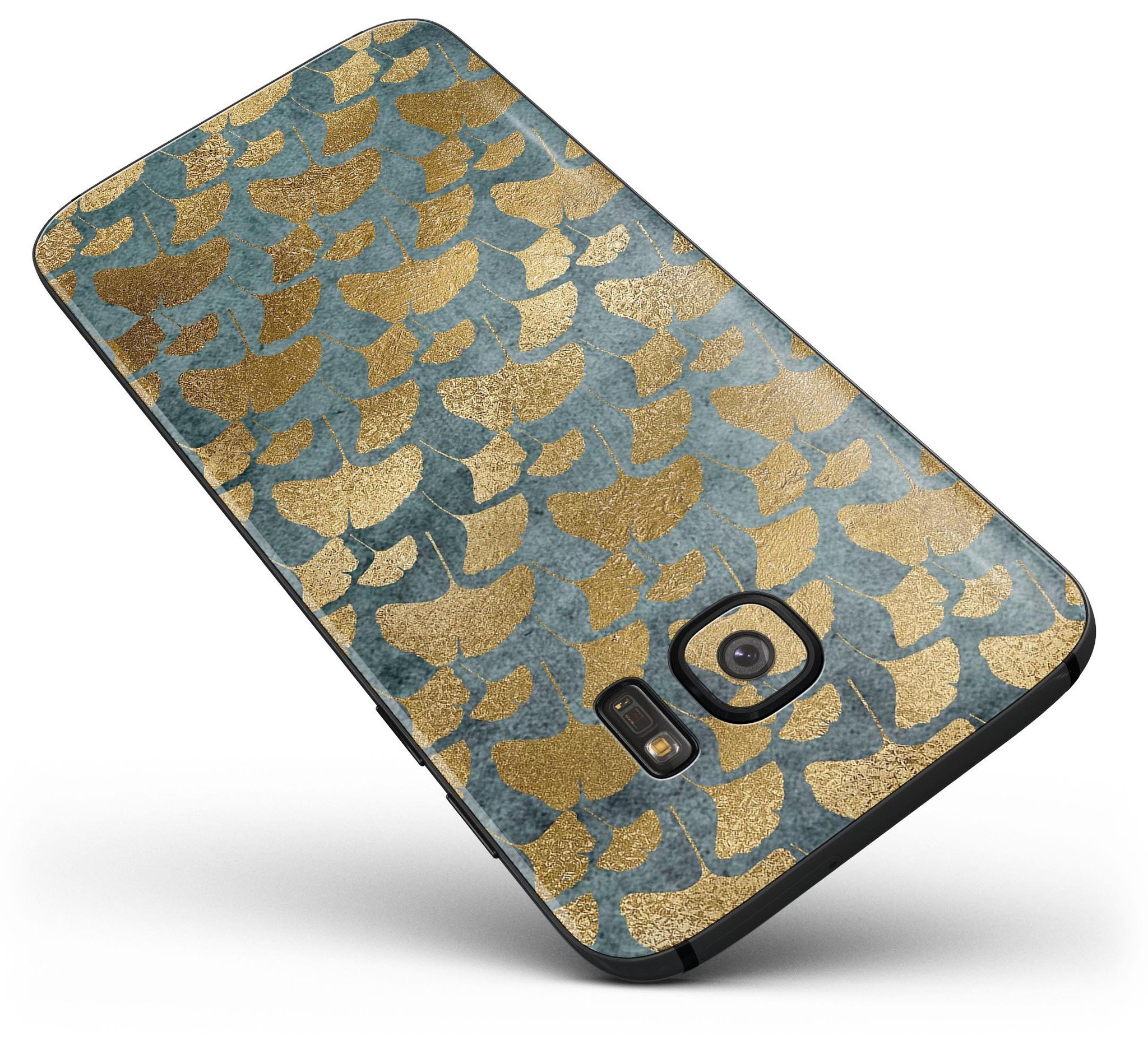 Navy Gold Foil v11 Full Body Skin-Kit for Samsung Galaxy S7 and S7 Edge, showcasing a sleek design and premium vinyl material.