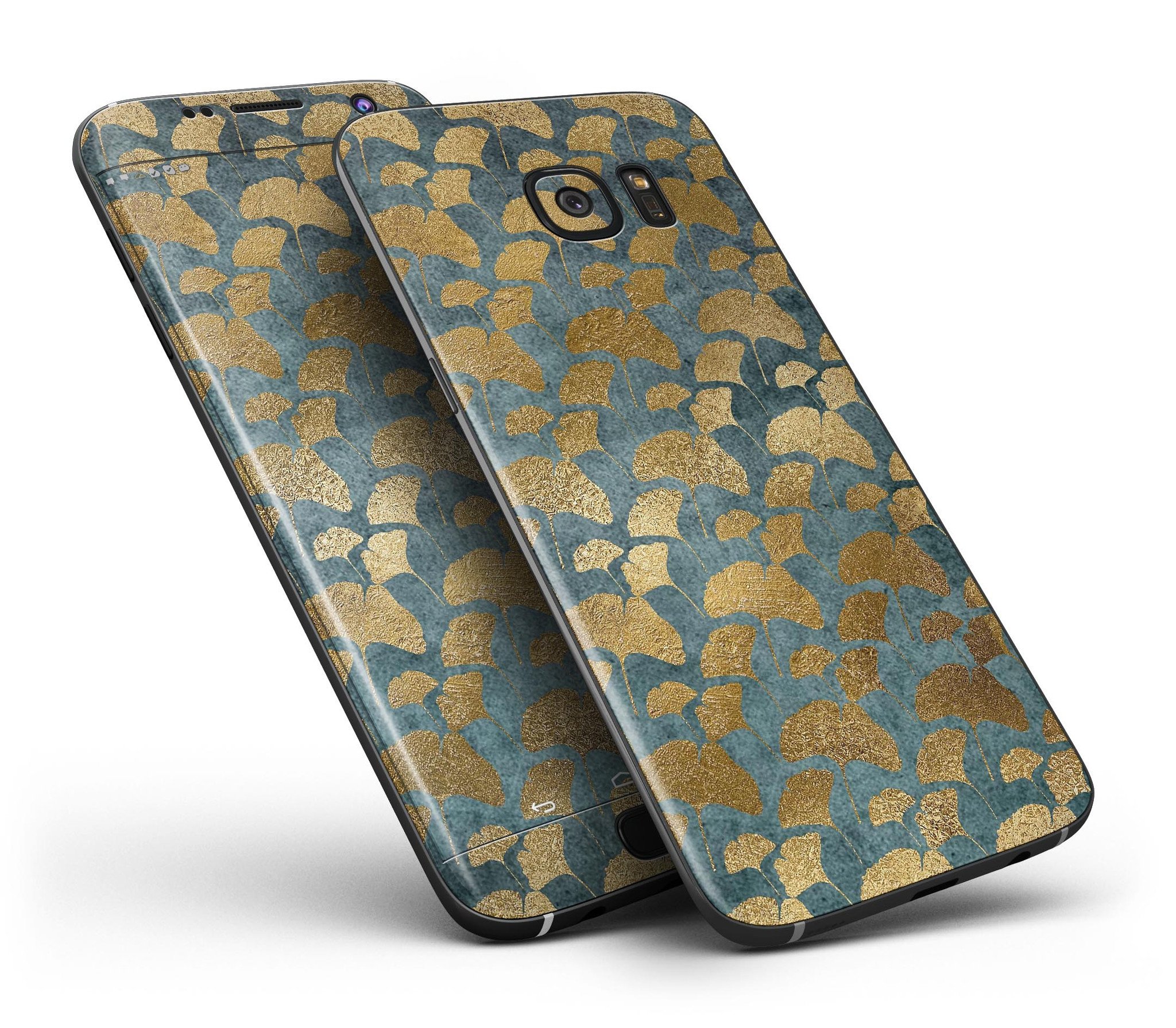 Navy Gold Foil v11 Full Body Skin-Kit for Samsung Galaxy S7 and S7 Edge, showcasing a sleek design and premium vinyl material.