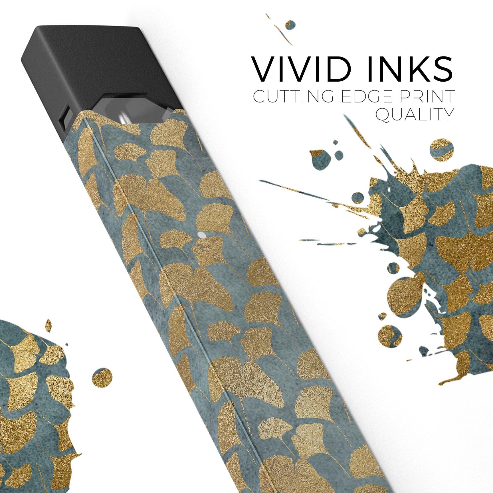 Navy Gold Foil v11 premium decal skin-wrap sticker for JUUL vaping device, showcasing a stylish design and protective features.