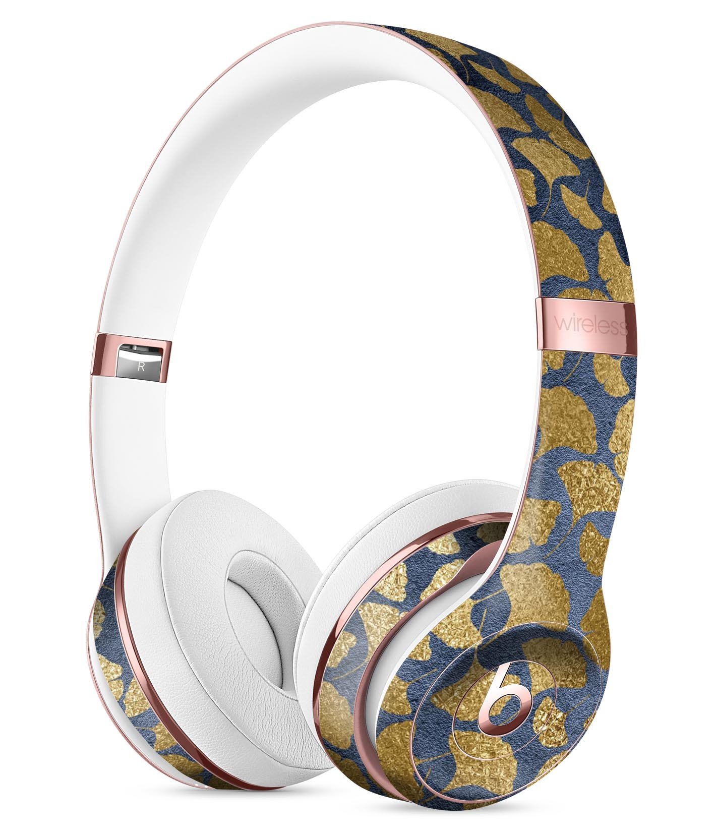 Navy Gold Foil Full-Body Skin Kit for Beats by Dre Solo 3, showcasing stylish design and premium vinyl material.
