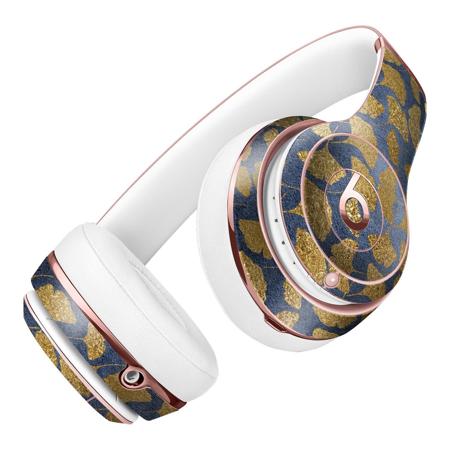 Navy Gold Foil Full-Body Skin Kit for Beats by Dre Solo 3, showcasing stylish design and premium vinyl material.
