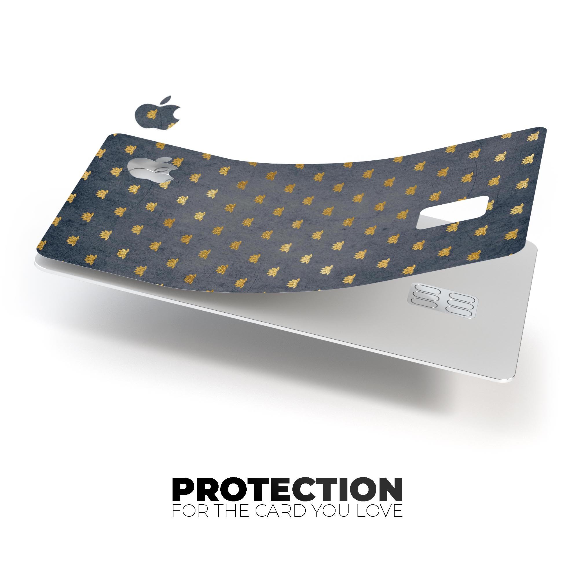Navy Gold Foil v12 decal skin-kit for Apple Card, showcasing premium vinyl finish and bubble-free installation.