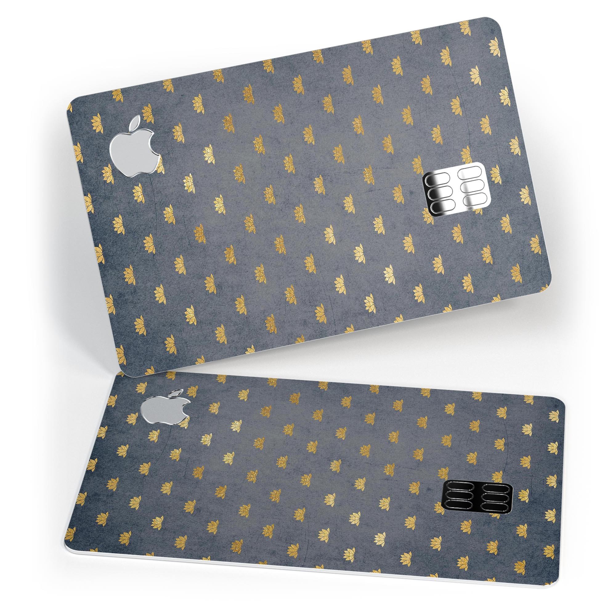 Navy Gold Foil v12 decal skin-kit for Apple Card, showcasing premium vinyl finish and bubble-free installation.