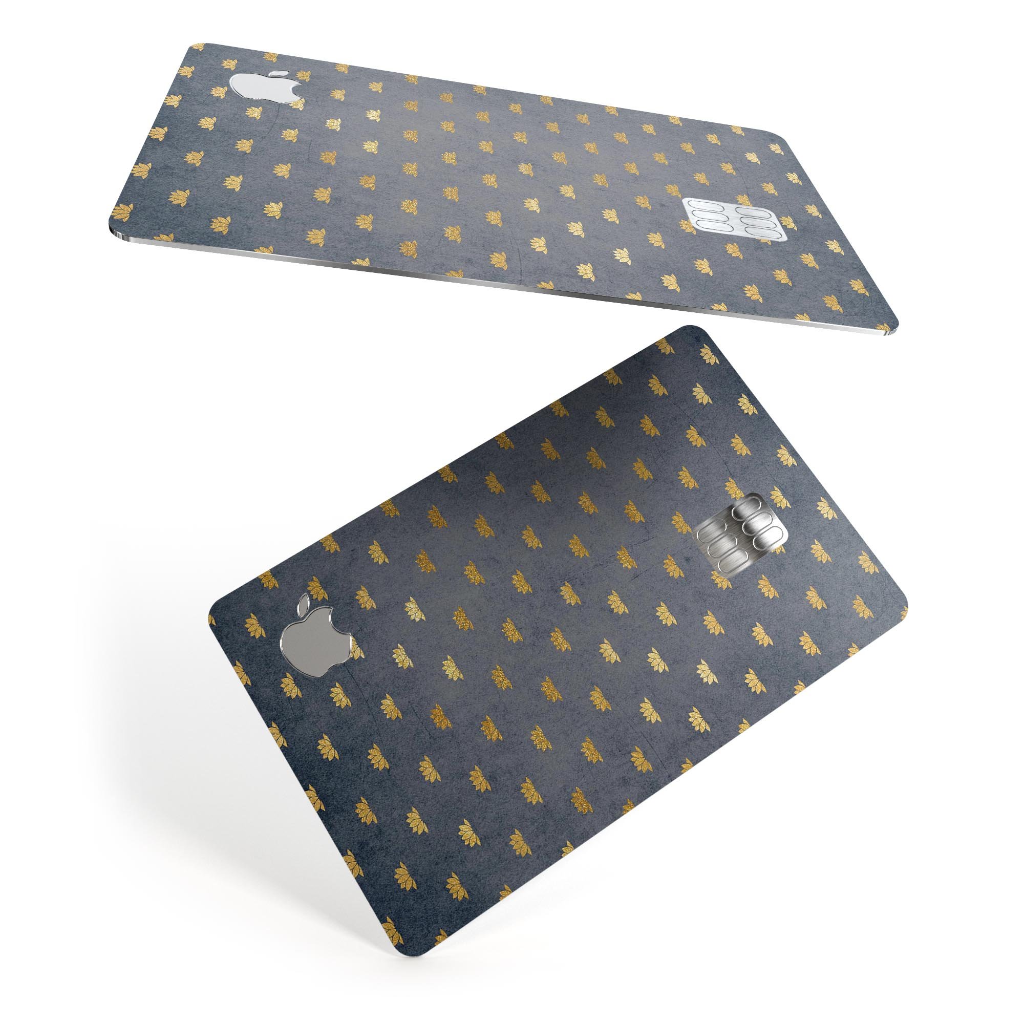 Navy Gold Foil v12 decal skin-kit for Apple Card, showcasing premium vinyl finish and bubble-free installation.