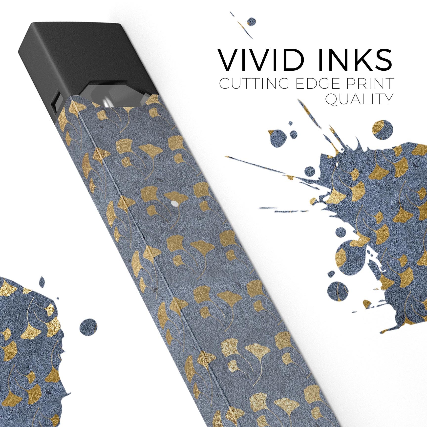 Navy Gold Foil v13 premium decal skin-wrap sticker designed for JUUL vaping device, showcasing a stylish and protective design.