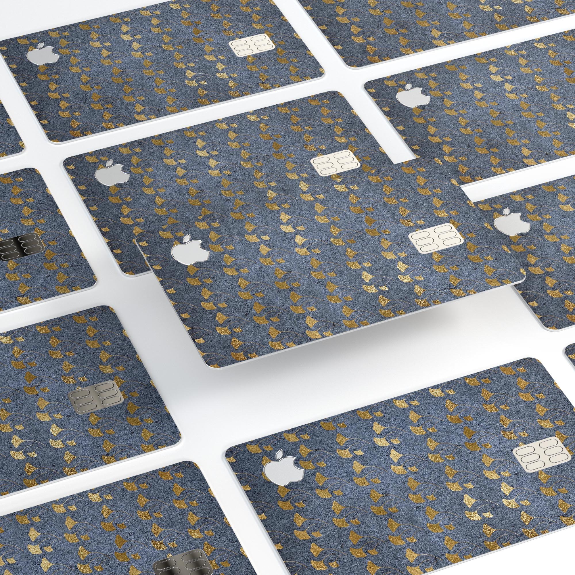 Navy Gold Foil v13 skin kit for Apple Card, showcasing premium vinyl design and protective features.
