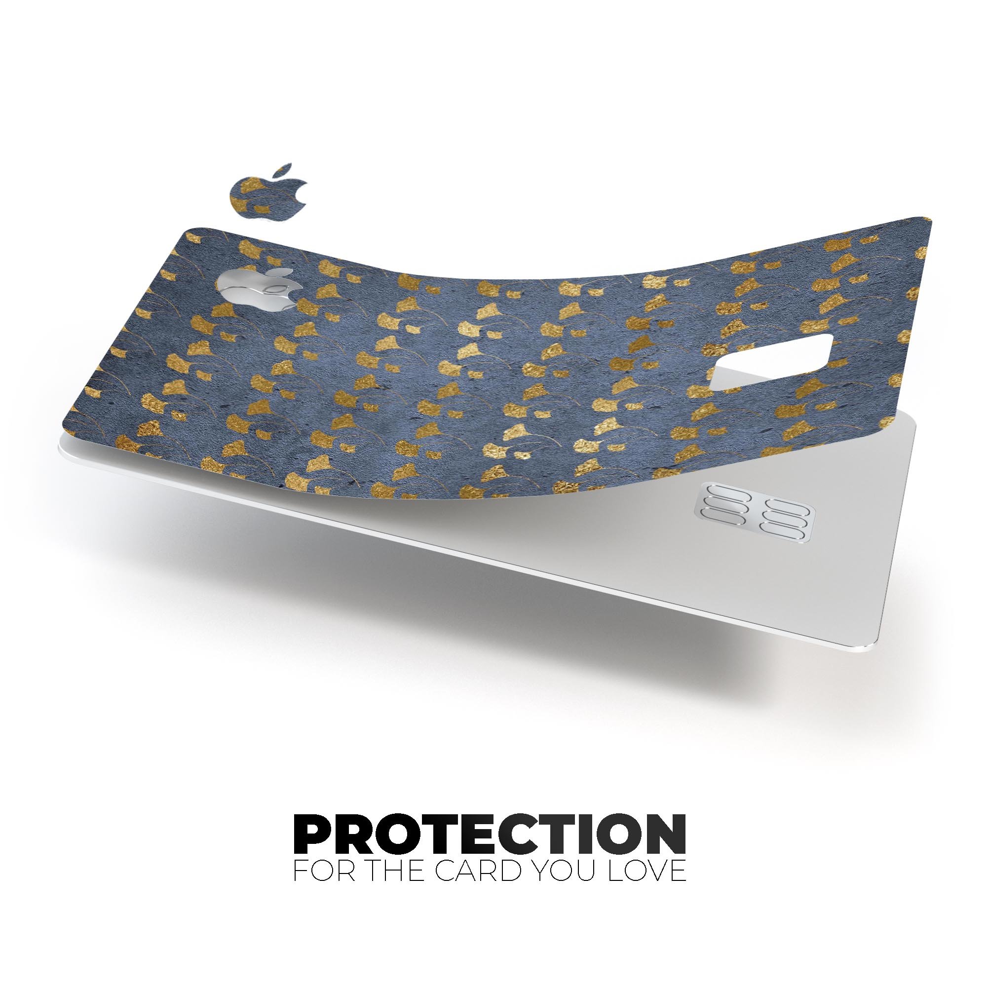 Navy Gold Foil v13 skin kit for Apple Card, showcasing premium vinyl design and protective features.