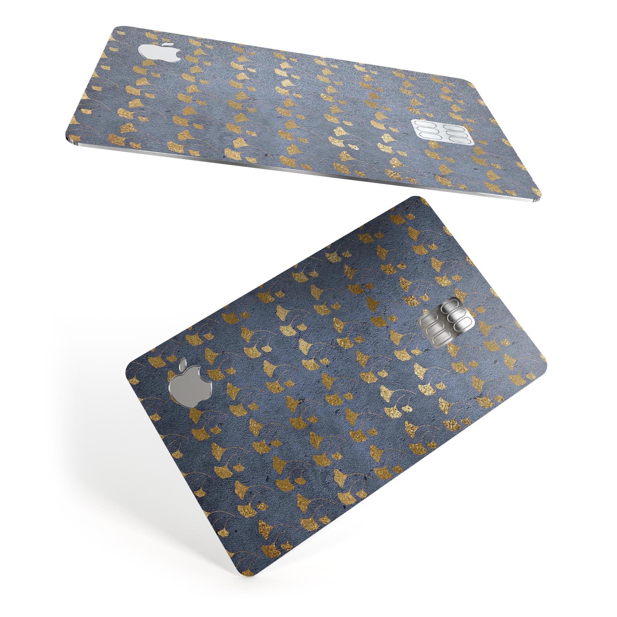 Navy Gold Foil v13 skin kit for Apple Card, showcasing premium vinyl design and protective features.