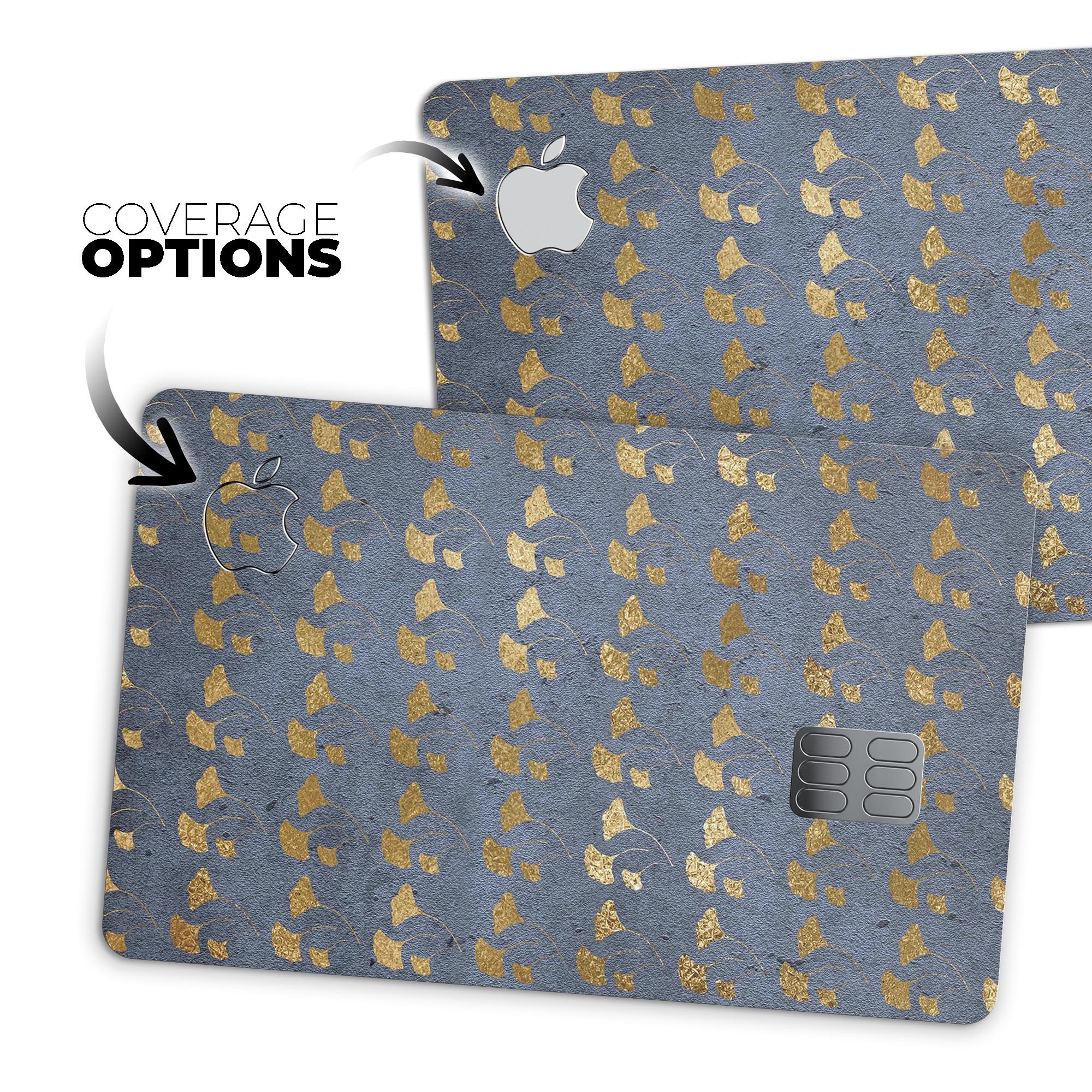 Navy Gold Foil v13 skin kit for Apple Card, showcasing premium vinyl design and protective features.