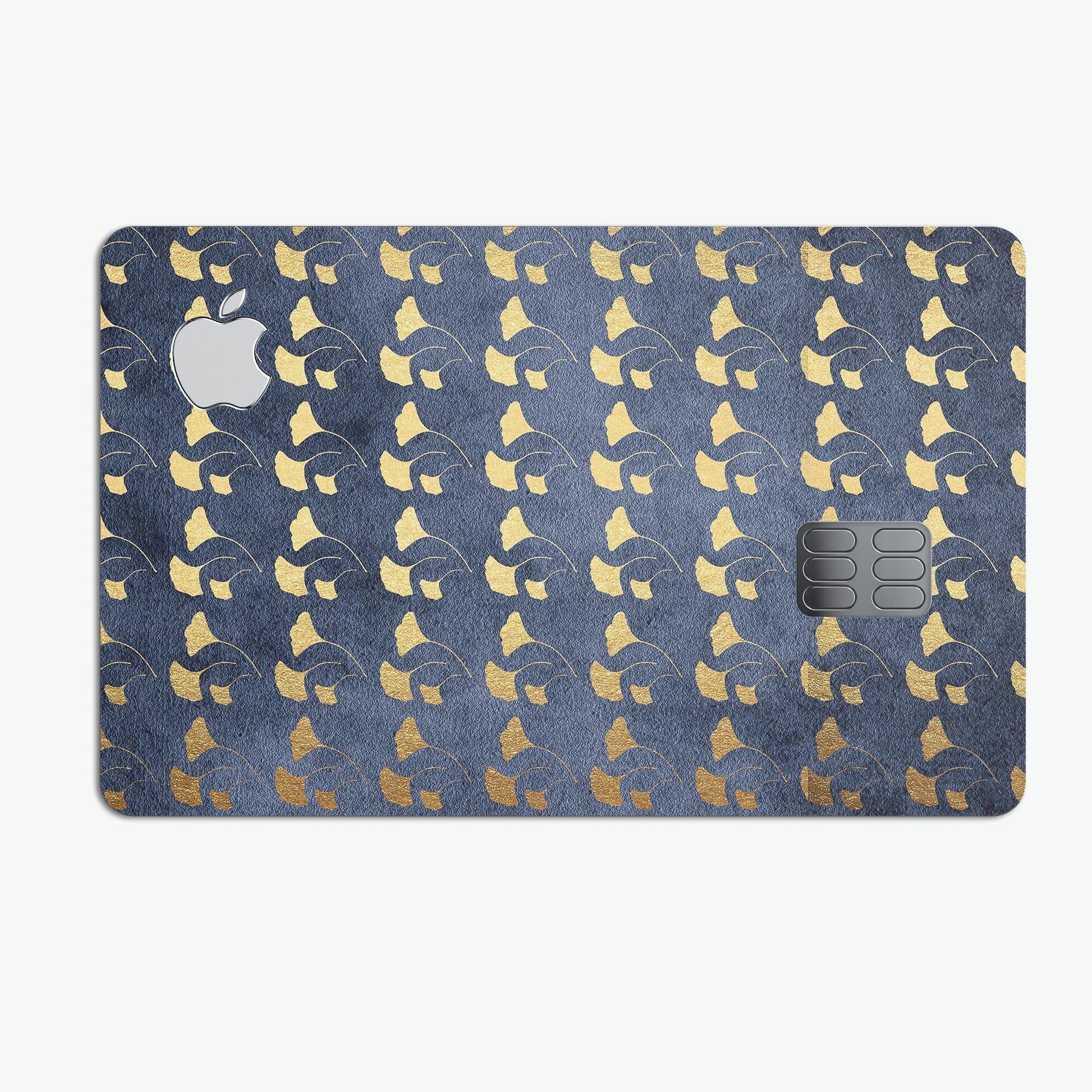 Navy Gold Foil v4 Premium Protective Decal Skin-Kit for Apple Card, showcasing its elegant design and high-quality finish.