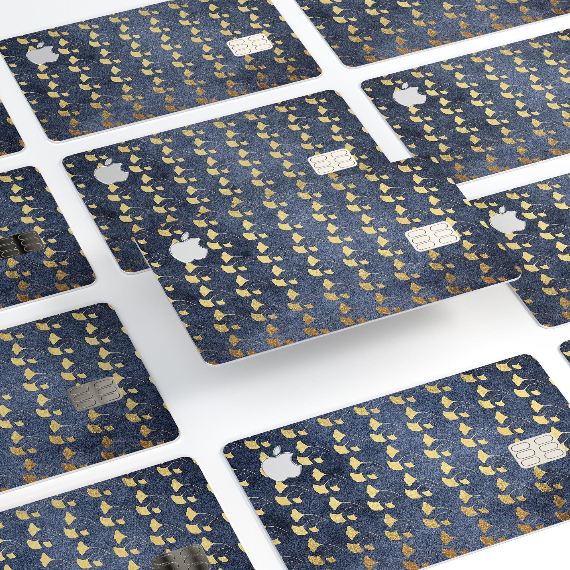 Navy Gold Foil v4 Premium Protective Decal Skin-Kit for Apple Card, showcasing its elegant design and high-quality finish.