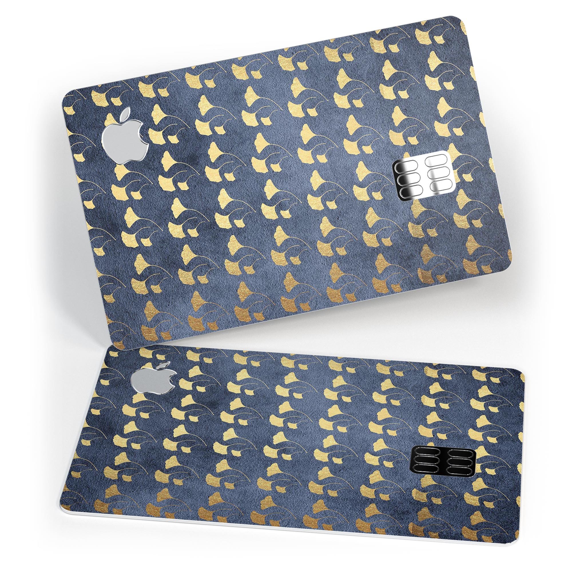 Navy Gold Foil v4 Premium Protective Decal Skin-Kit for Apple Card, showcasing its elegant design and high-quality finish.