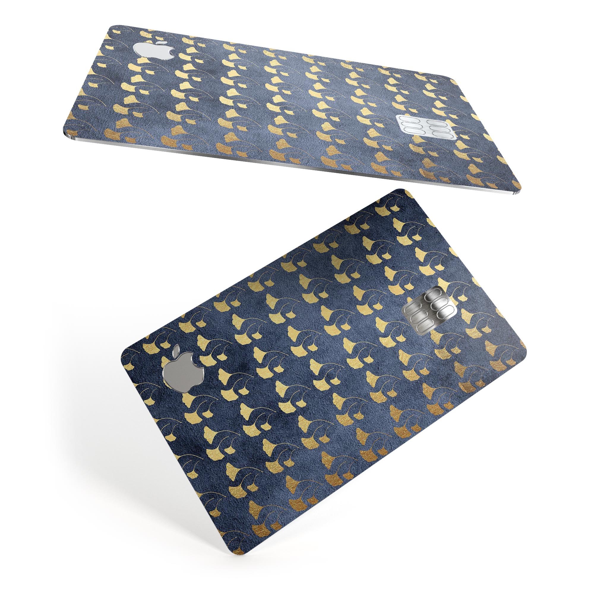 Navy Gold Foil v4 Premium Protective Decal Skin-Kit for Apple Card, showcasing its elegant design and high-quality finish.