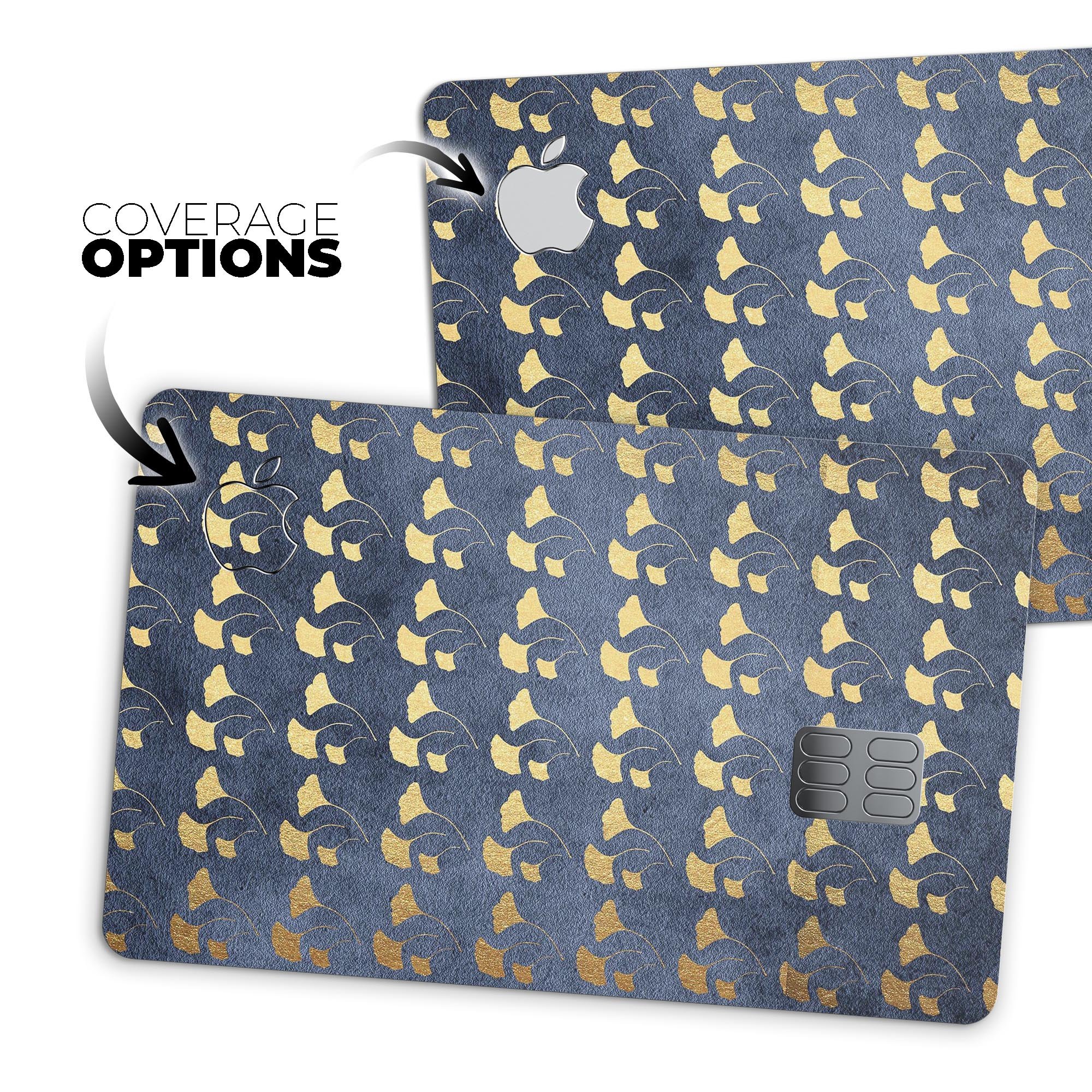 Navy Gold Foil v4 Premium Protective Decal Skin-Kit for Apple Card, showcasing its elegant design and high-quality finish.