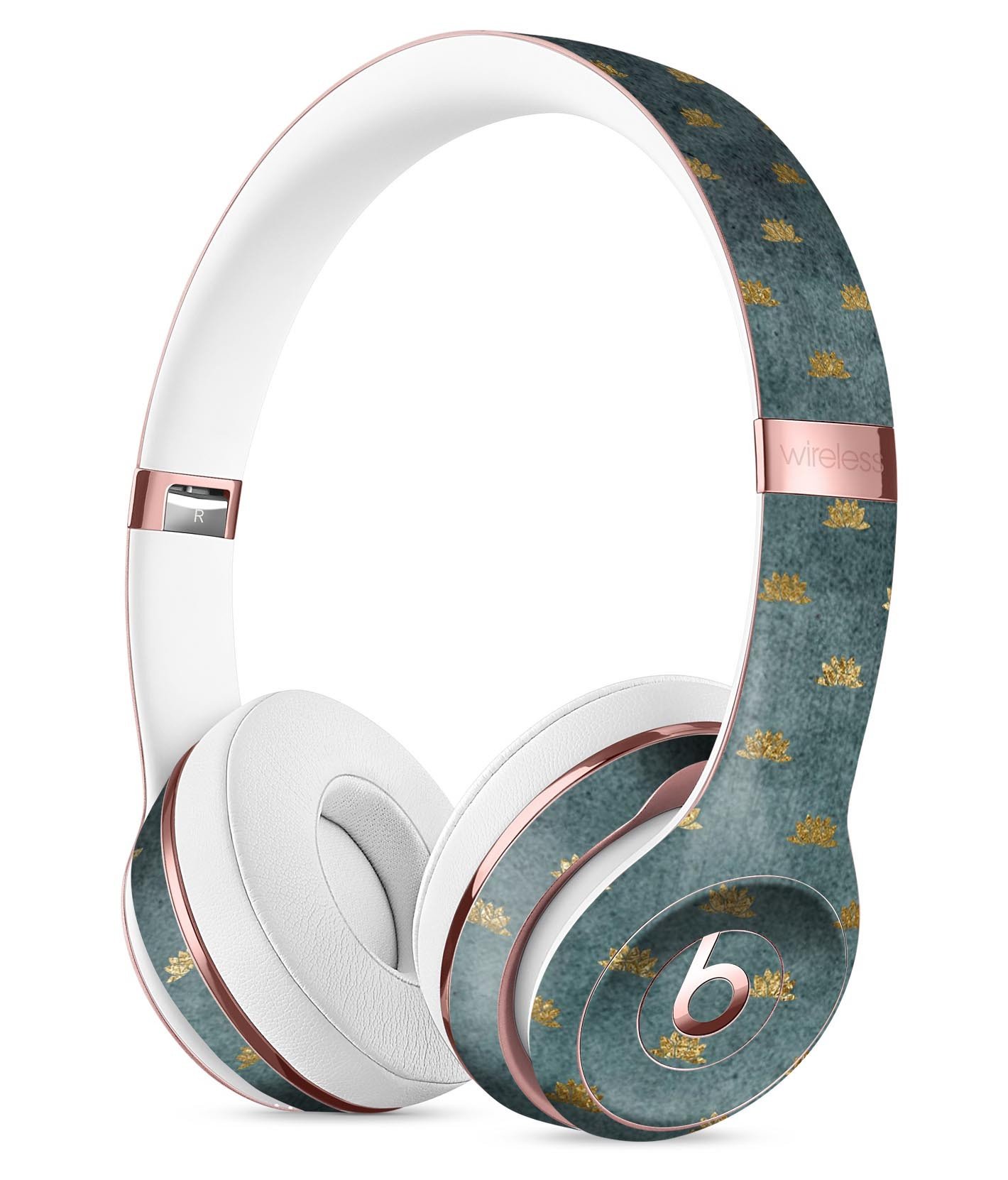 Navy Gold Foil skin kit for Beats by Dre Solo 3, showcasing a stylish design that fits perfectly on the headphones.