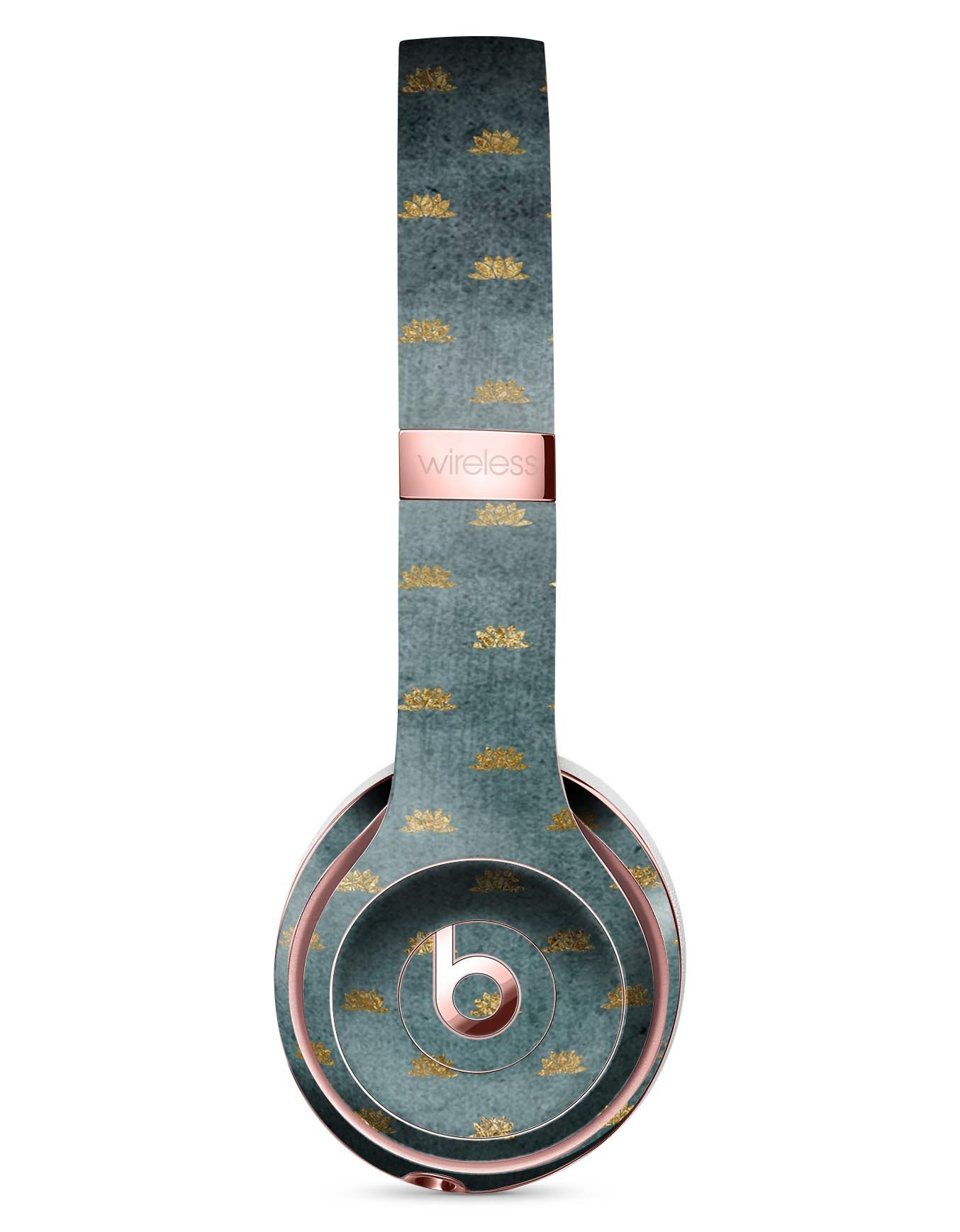 Navy Gold Foil skin kit for Beats by Dre Solo 3, showcasing a stylish design that fits perfectly on the headphones.