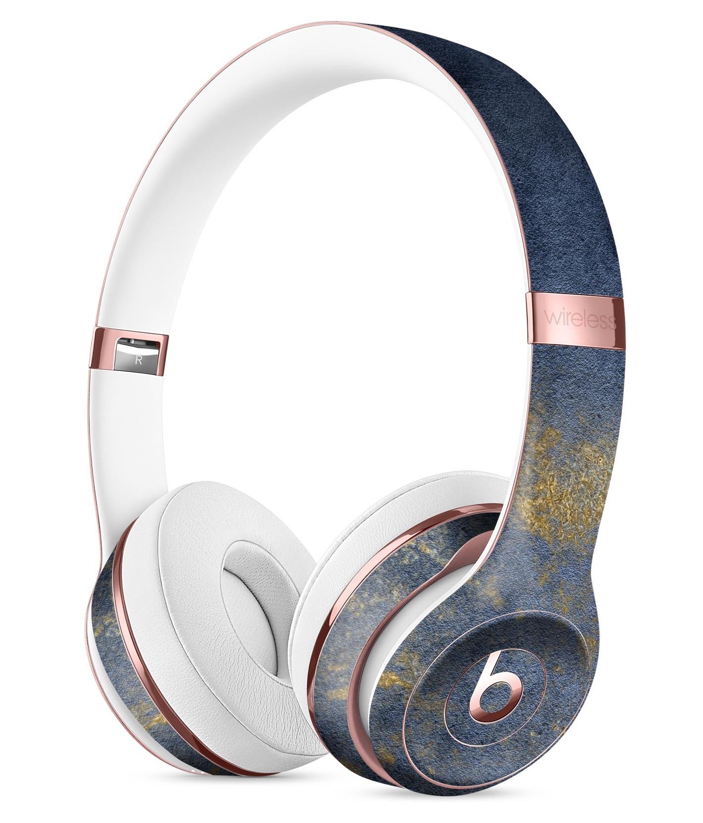Navy Gold Foil Full-Body Skin Kit for Beats by Dre Solo 3, showcasing a stylish design that fits perfectly on the headphones.
