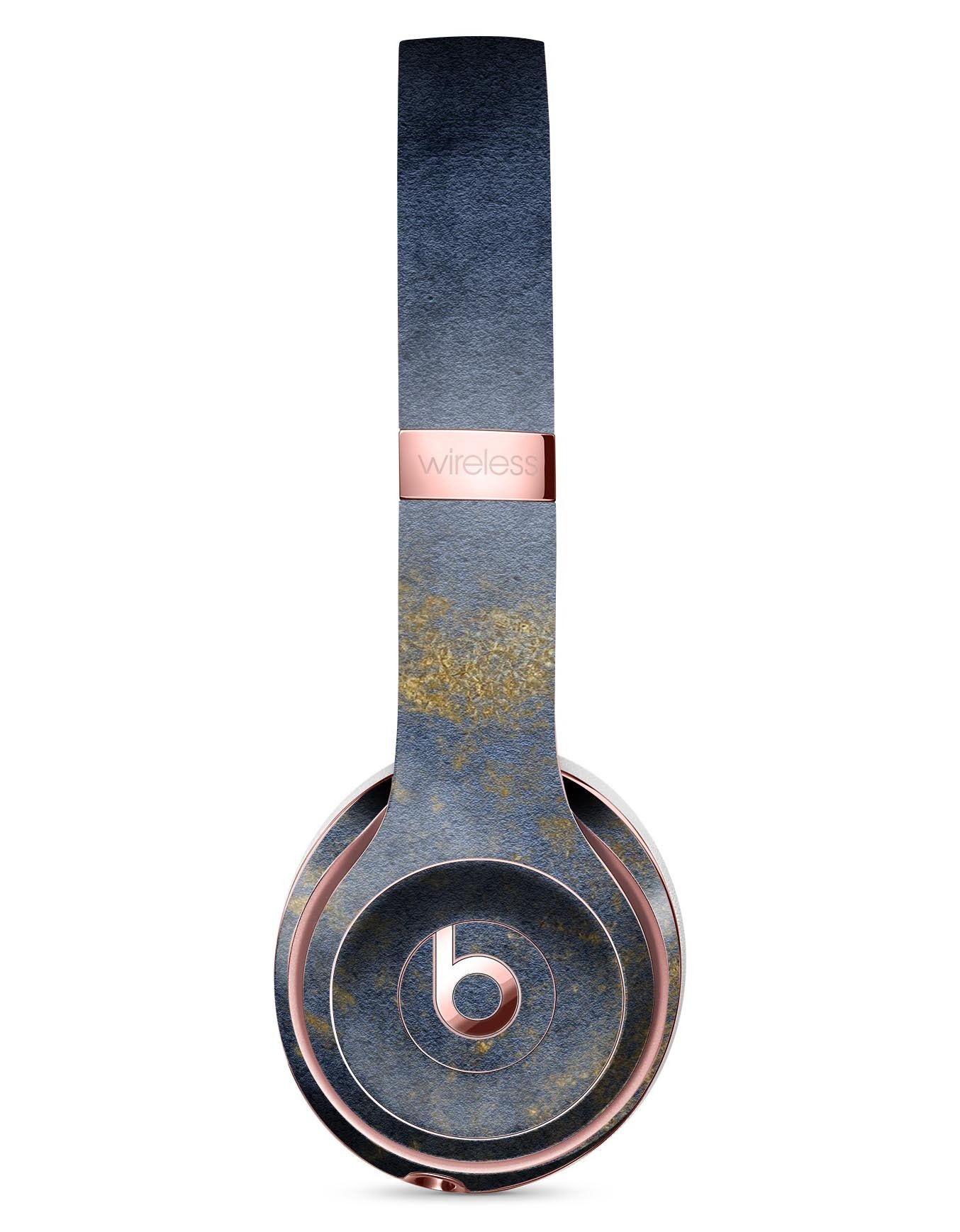Navy Gold Foil Full-Body Skin Kit for Beats by Dre Solo 3, showcasing a stylish design that fits perfectly on the headphones.