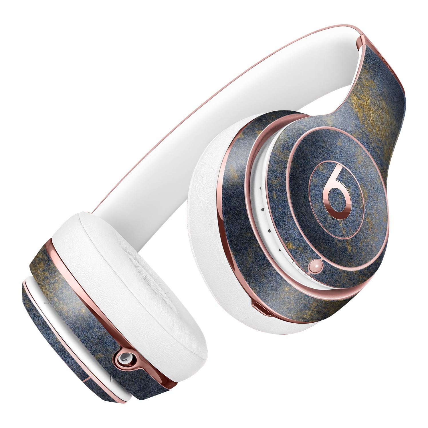Navy Gold Foil Full-Body Skin Kit for Beats by Dre Solo 3, showcasing a stylish design that fits perfectly on the headphones.