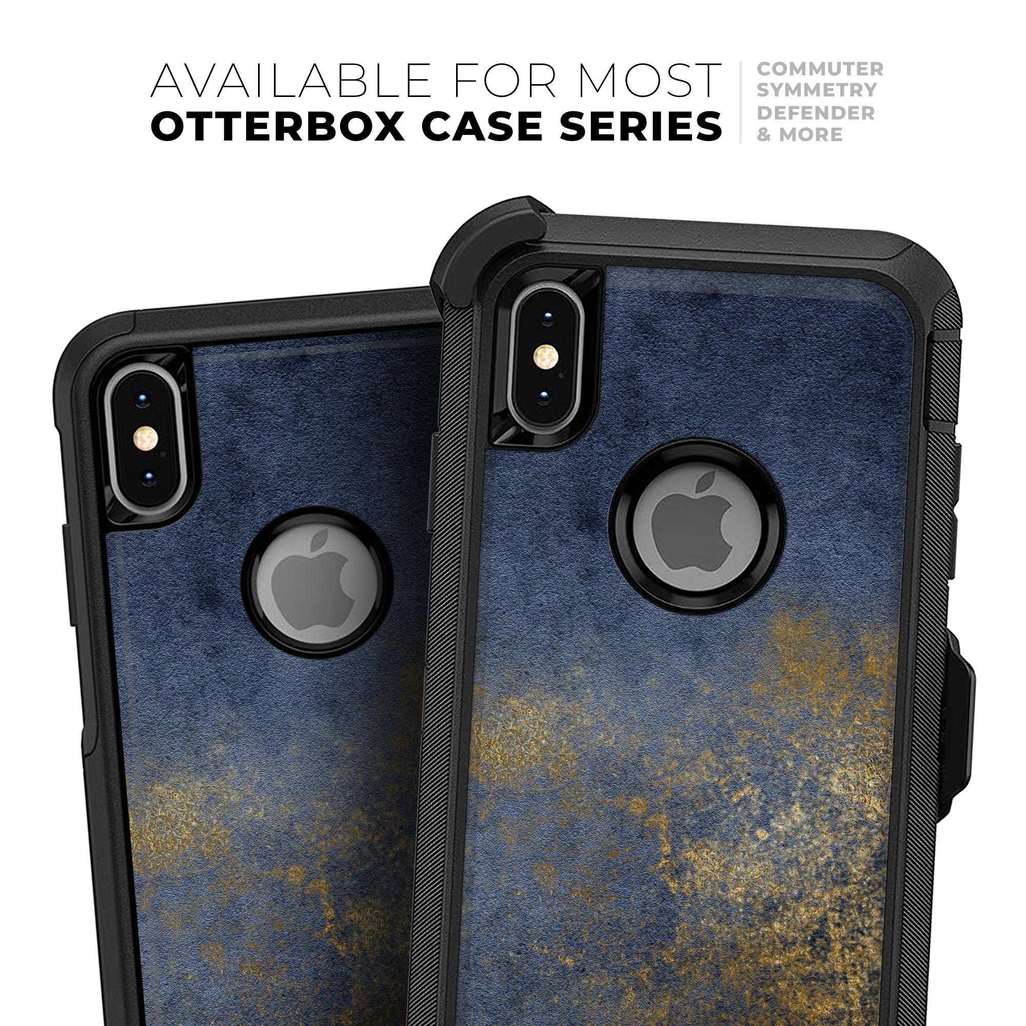 Navy Gold Foil v6 Skin Kit for iPhone OtterBox Cases, showcasing a stylish navy and gold design.