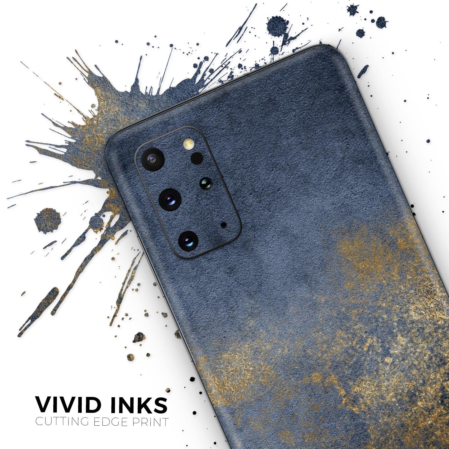 Navy Gold Foil v6 Skin-Kit for Samsung Galaxy S20, showcasing a stylish design with a premium finish.