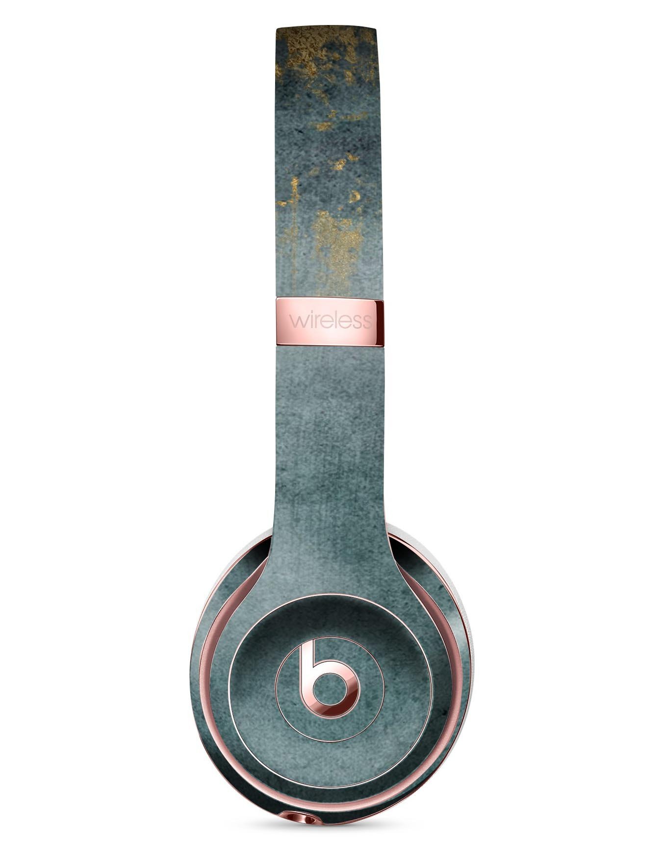 Navy Gold Foil v7 Full-Body Skin Kit for Beats by Dre Solo 3, showcasing a stylish design that protects headphones.