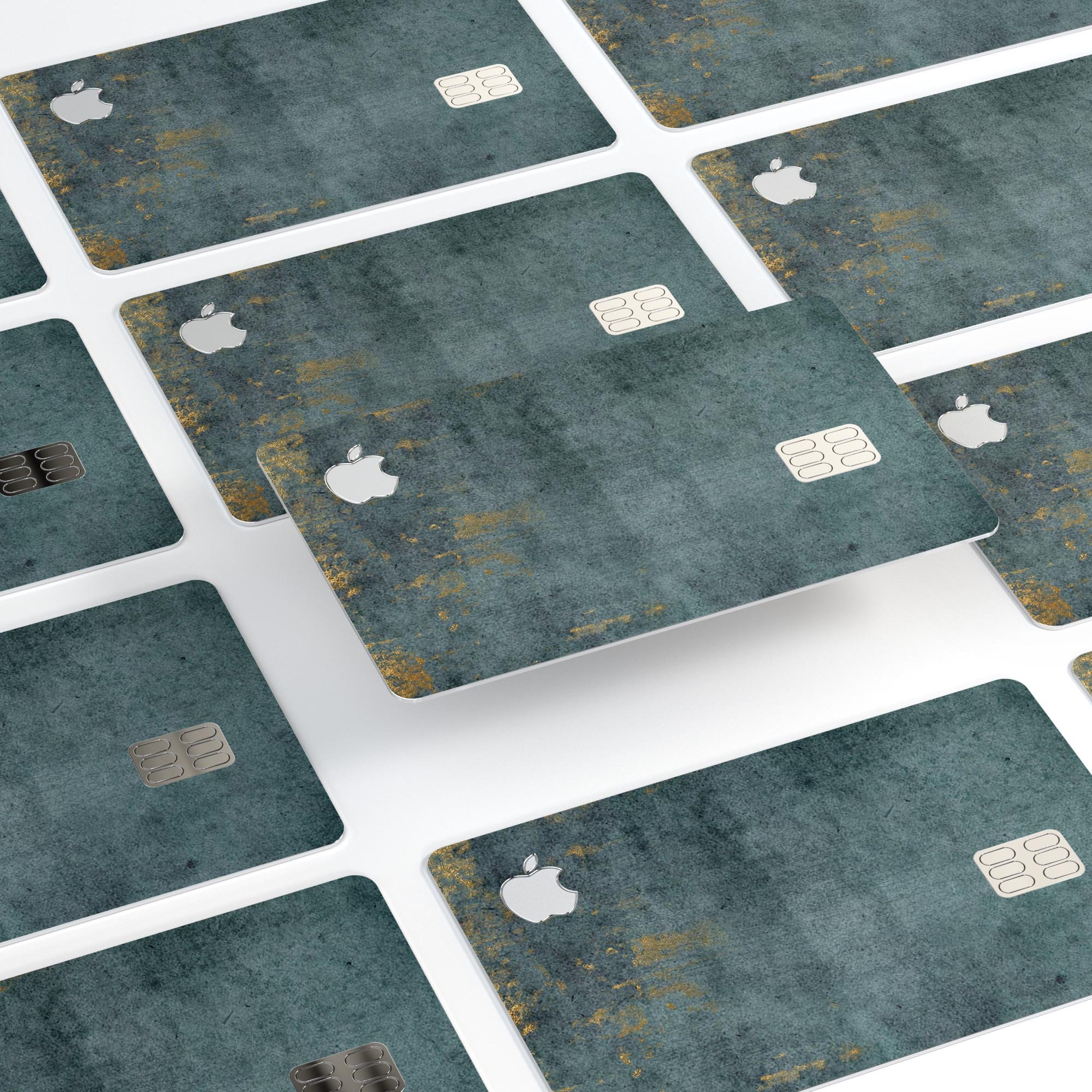 Navy Gold Foil v7 decal skin kit for Apple Card, showcasing premium vinyl finish and protective features.