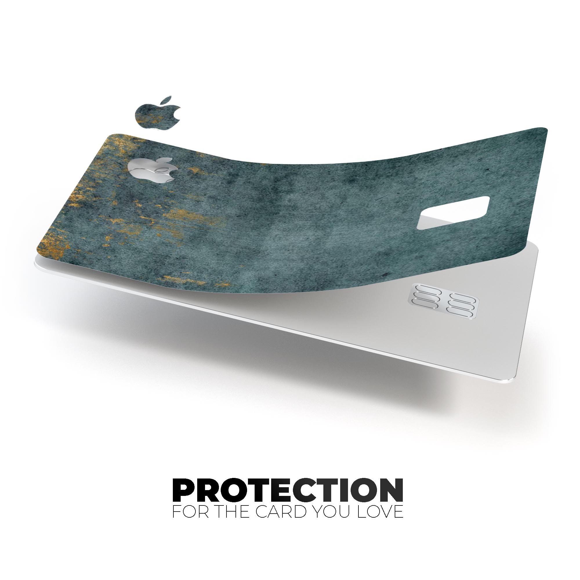 Navy Gold Foil v7 decal skin kit for Apple Card, showcasing premium vinyl finish and protective features.